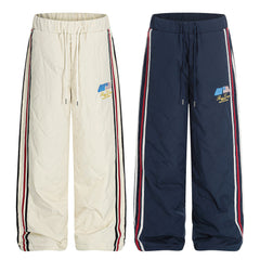 CapCabin Quilted Track Wide-Leg Pants