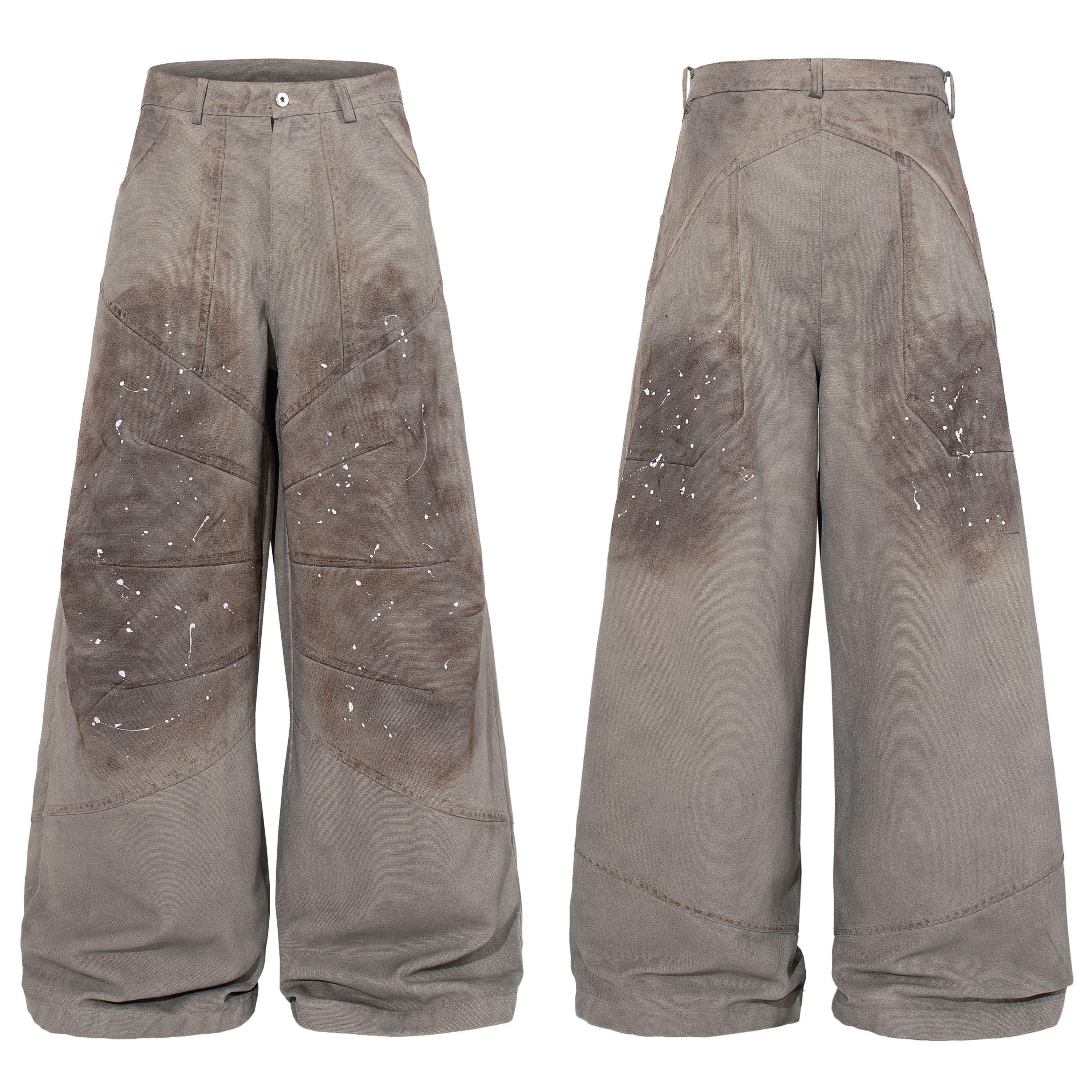 CapCabin Distressed Panel Wide-Leg Pants