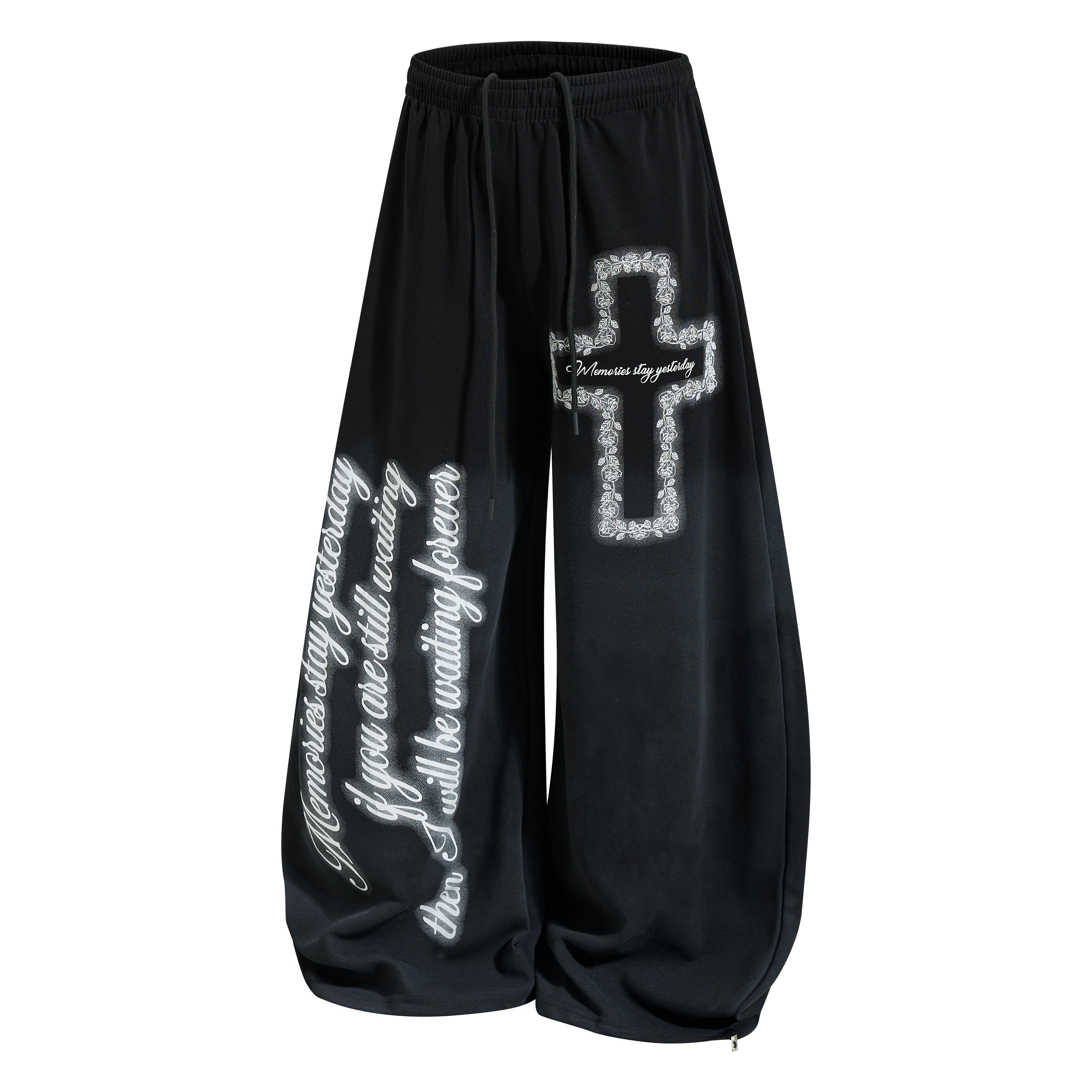 CapCabin Cross Script Wide-Leg Sweatpants