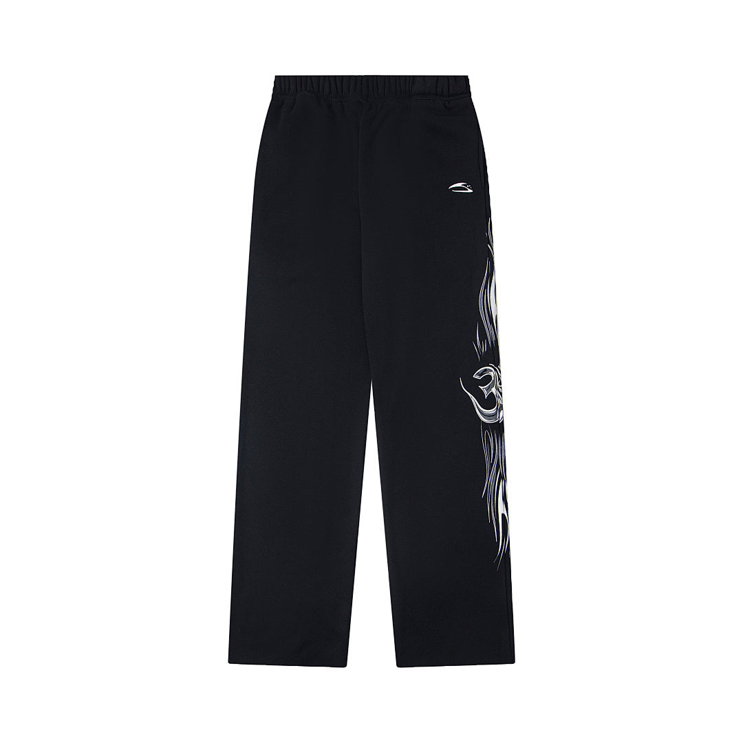 Hellstar Flame Tribal Graphic Hoodie & Pants Set - Black Streetwear Tracksuit