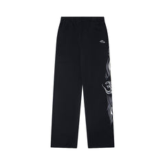 Hellstar Flame Tribal Graphic Hoodie & Pants Set - Black Streetwear Tracksuit