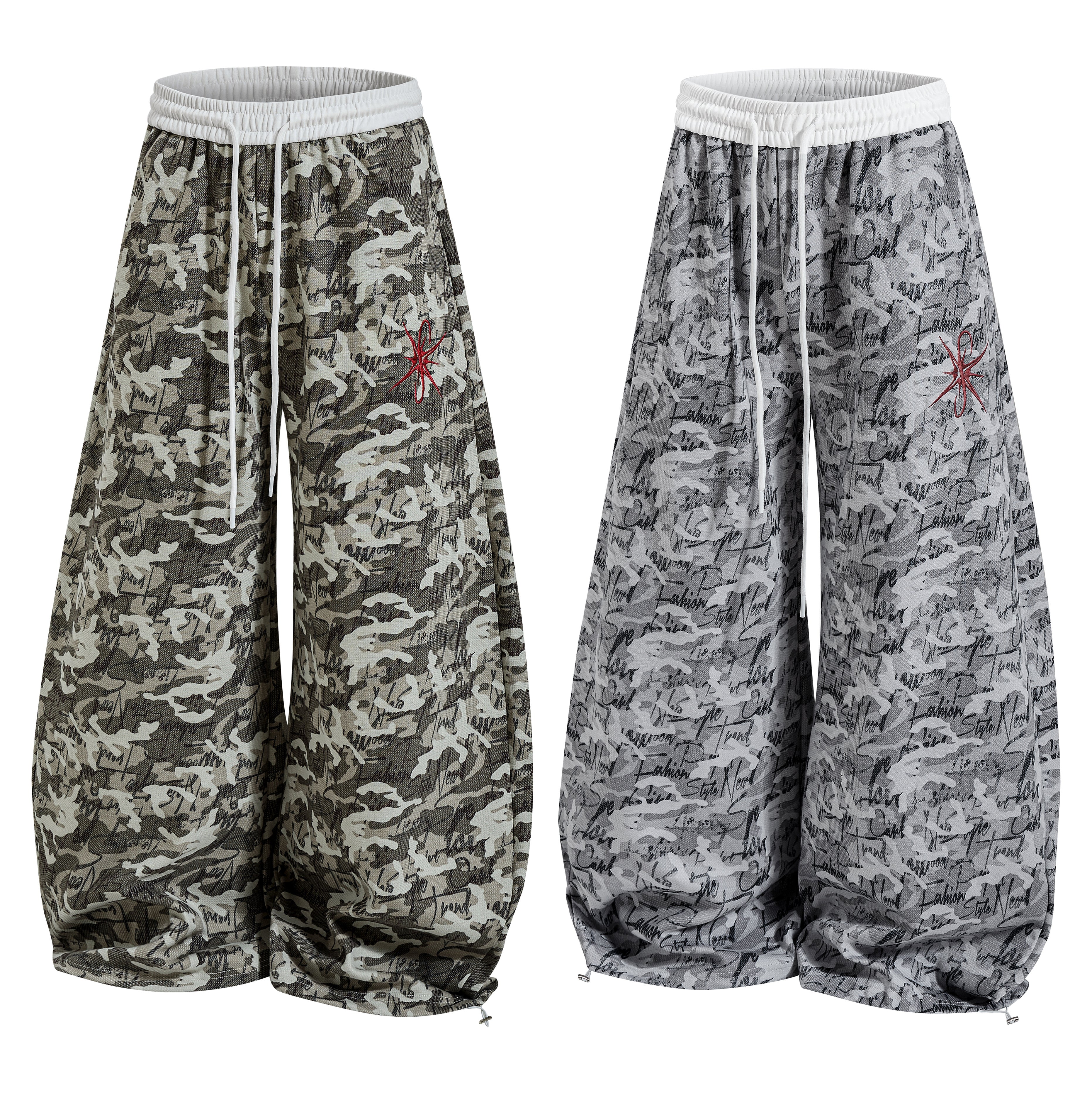 CapCabin Camo Script Wide-Leg Pants