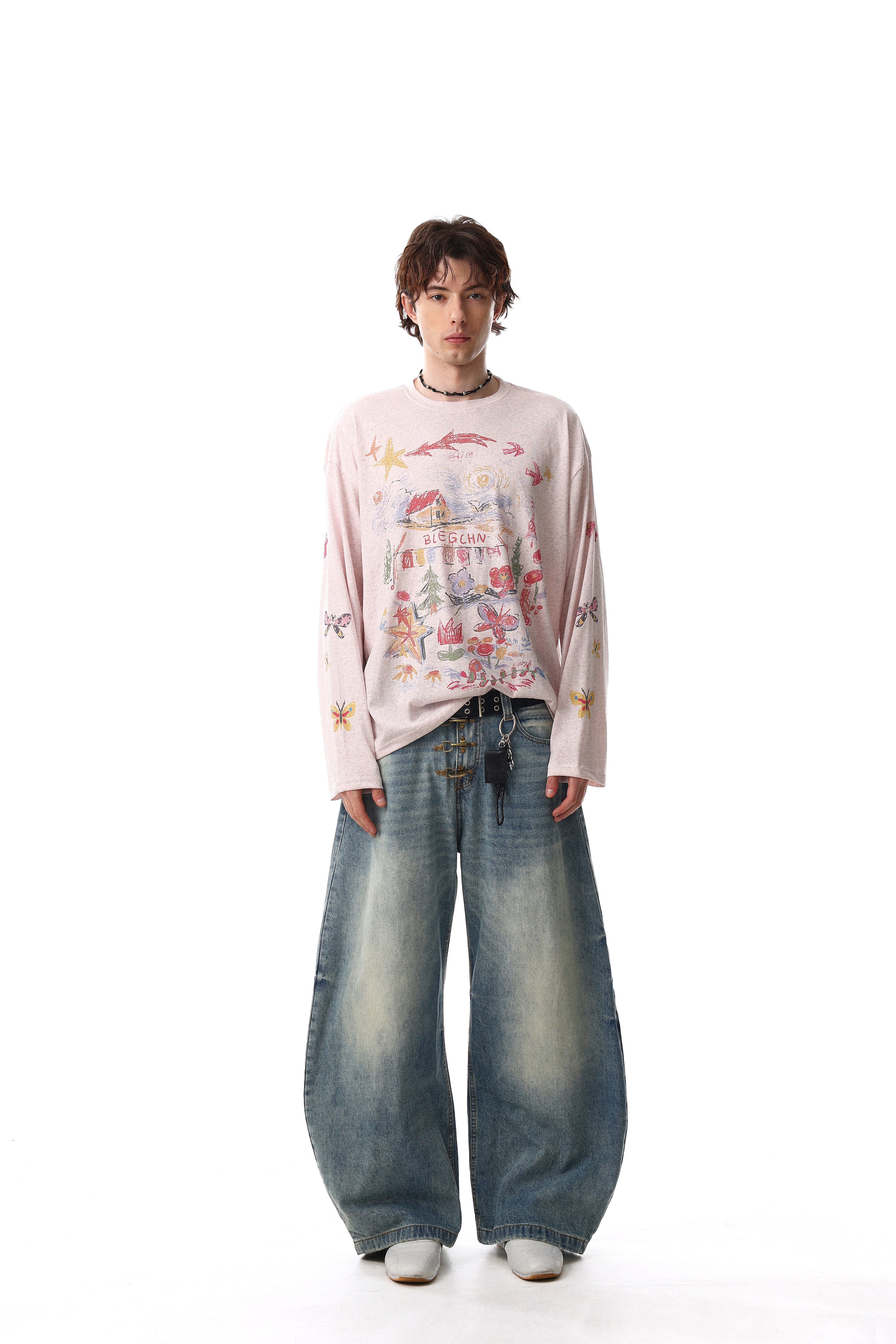 CapCabin Hand-Drawn Art Graphic Long Sleeve Tee