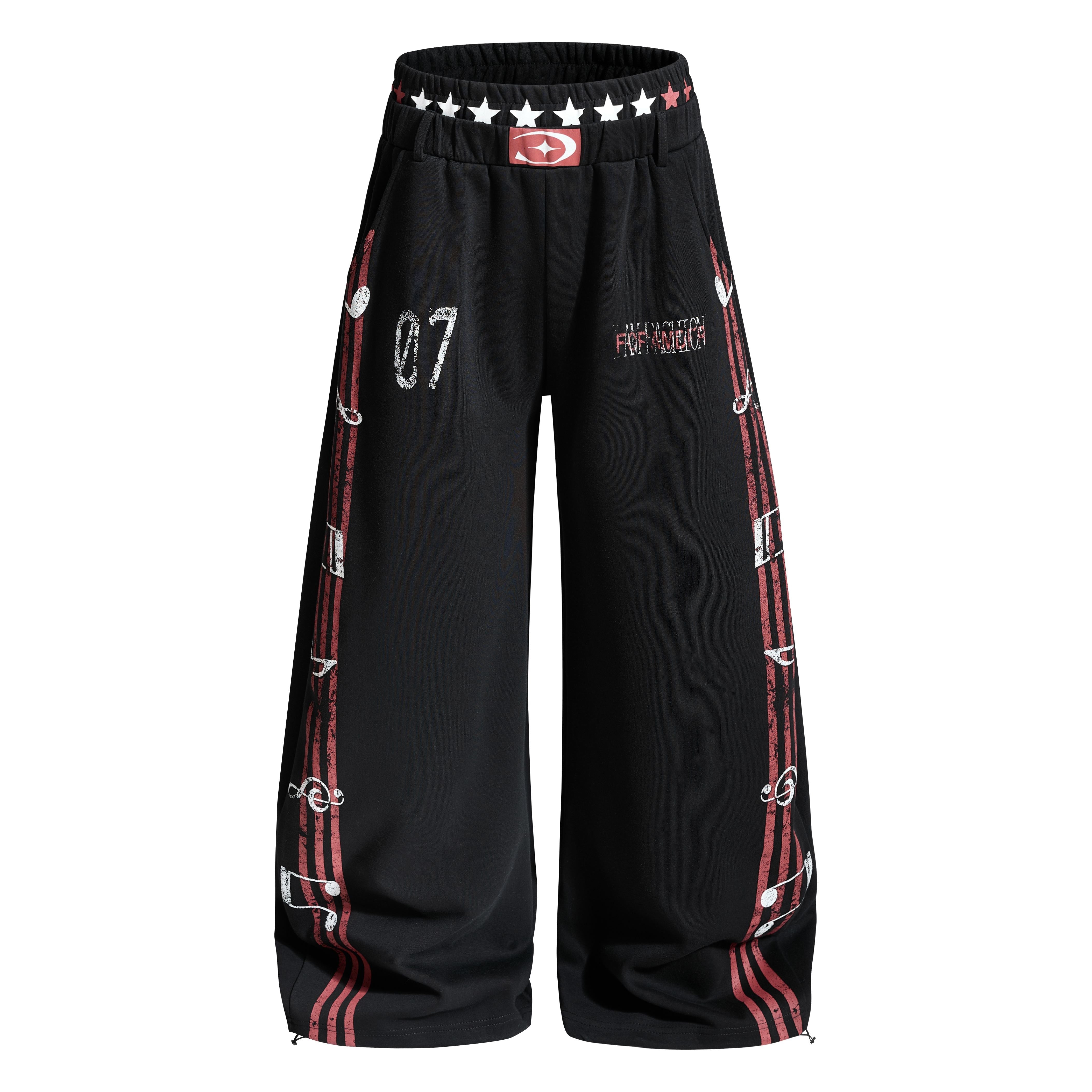 CapCabin Vintage Stripe Graphic Wide-Leg Pants