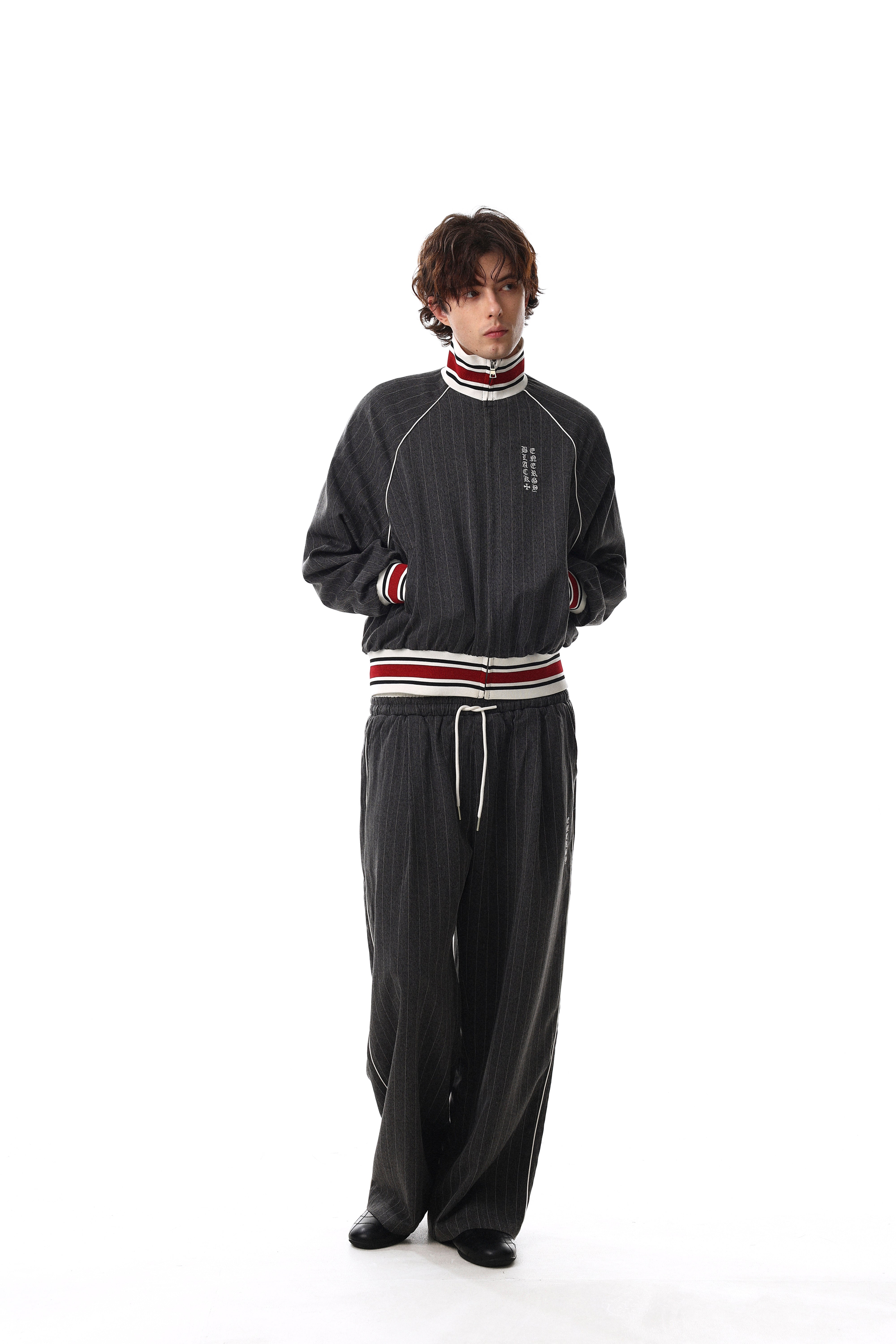 CapCabin Pinstripe Wide-Leg Track Pants