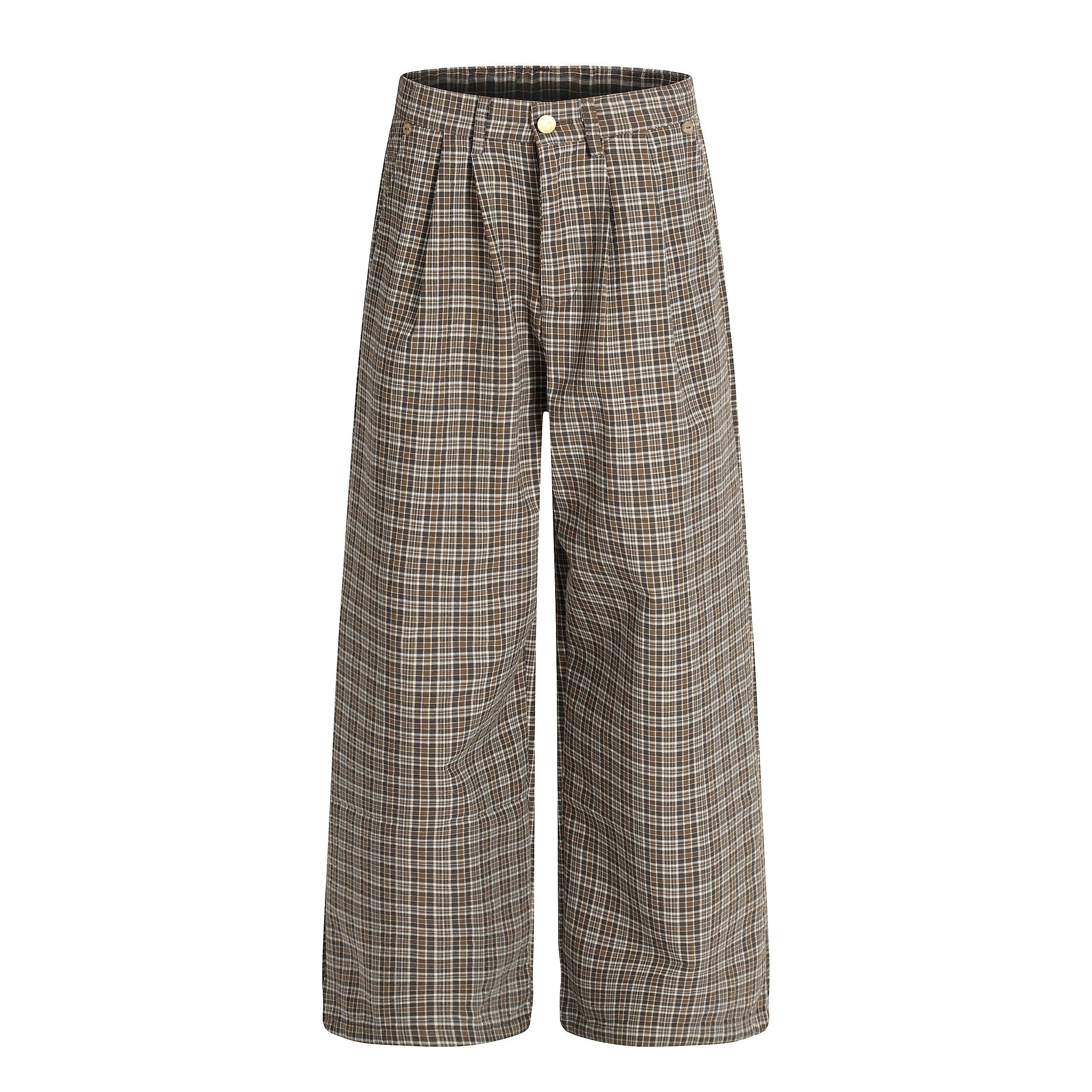 CapCabin “Vintage Check Wide-Leg Pants”