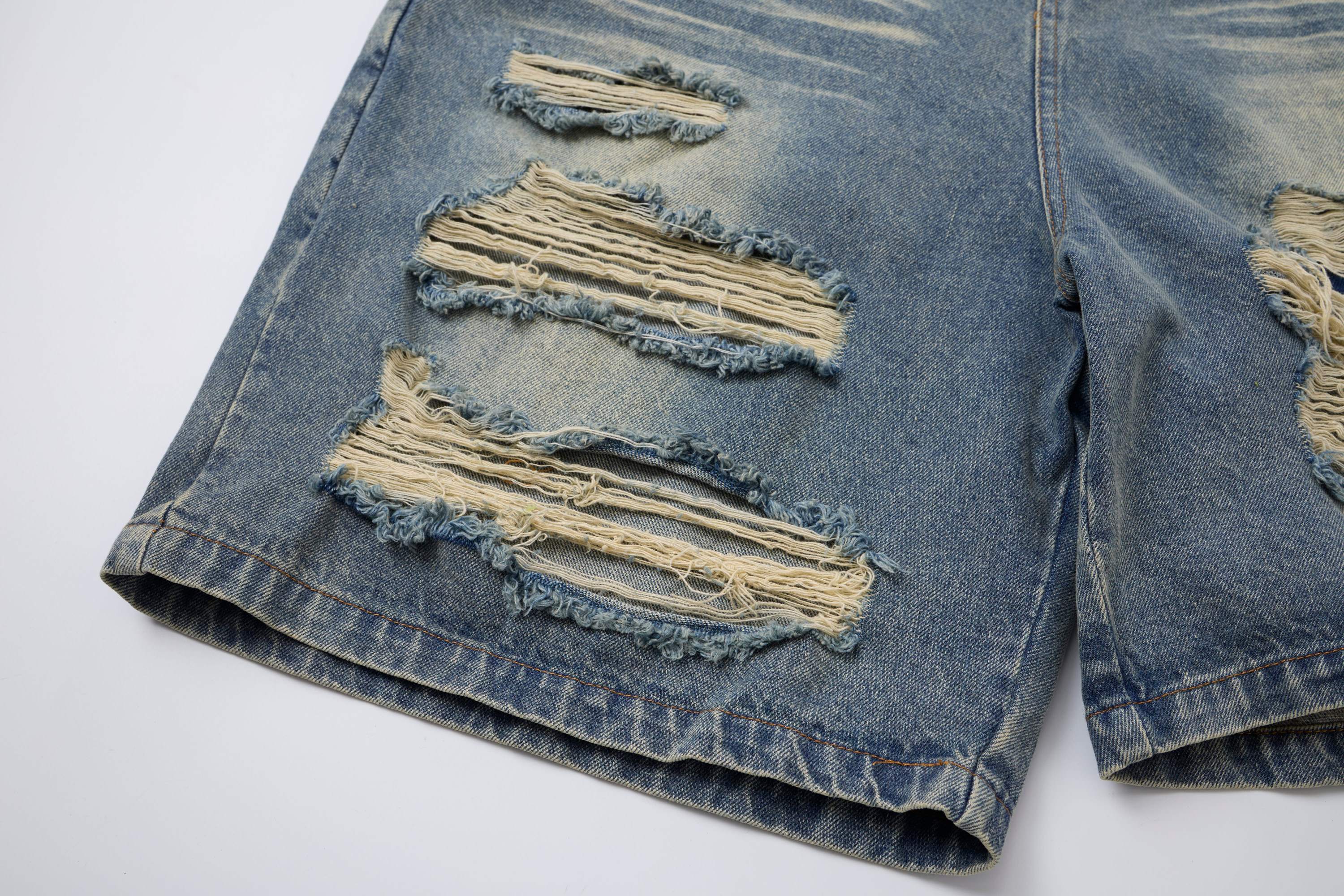 CapCabin Distressed Layered Waist Denim Shorts