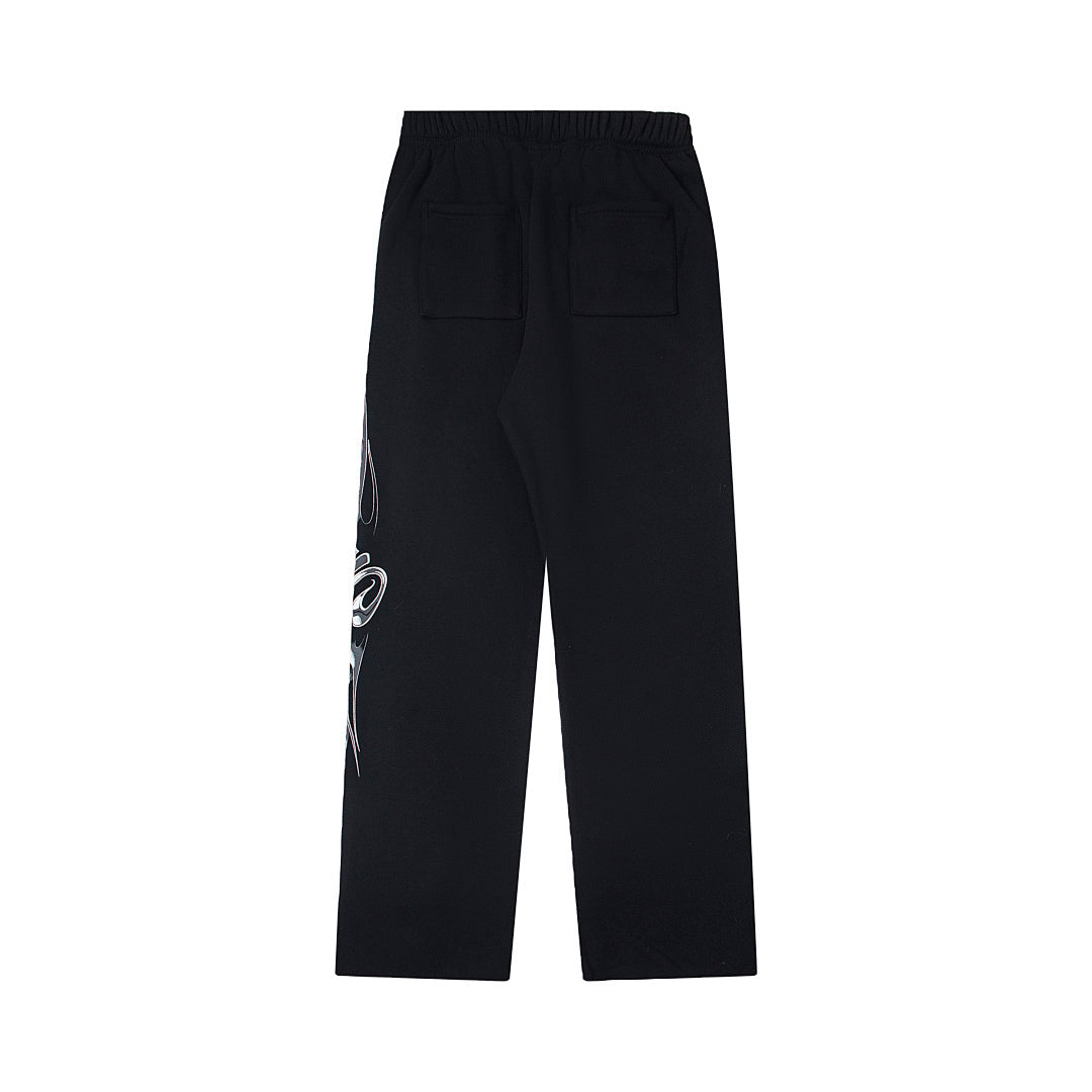 Hellstar Flame Tribal Graphic Hoodie & Pants Set - Black Streetwear Tracksuit
