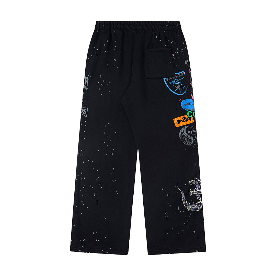 Hellstar Graphic Logo Distressed Hoodie & Pants Set - Black Streetwear Tracksuit