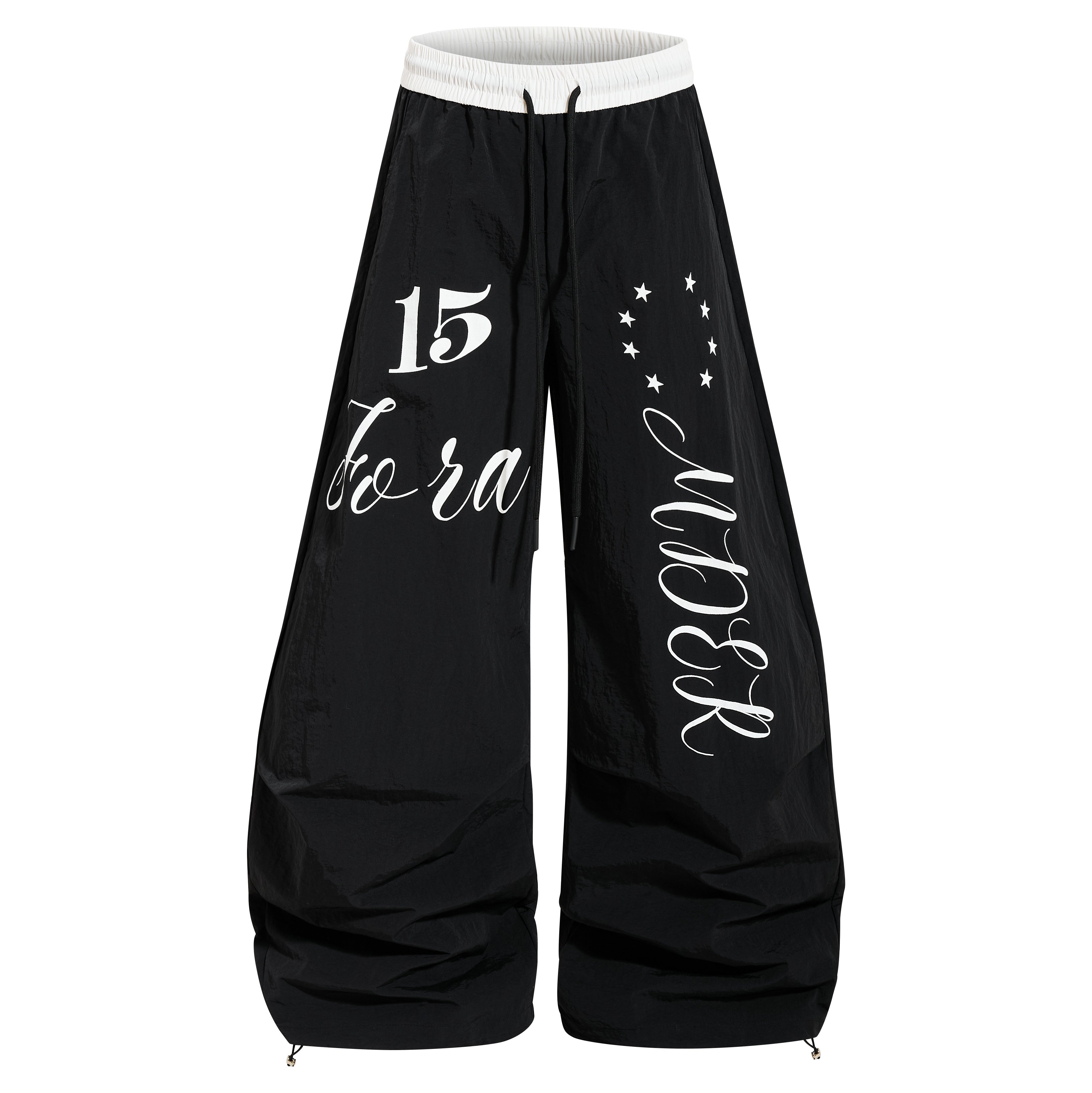 CapCabin Retro Script Wide-Leg Track Pants