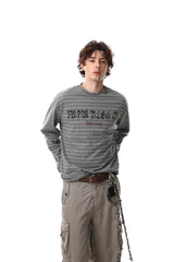CapCabin Striped Gothic Logo Long Sleeve Tee
