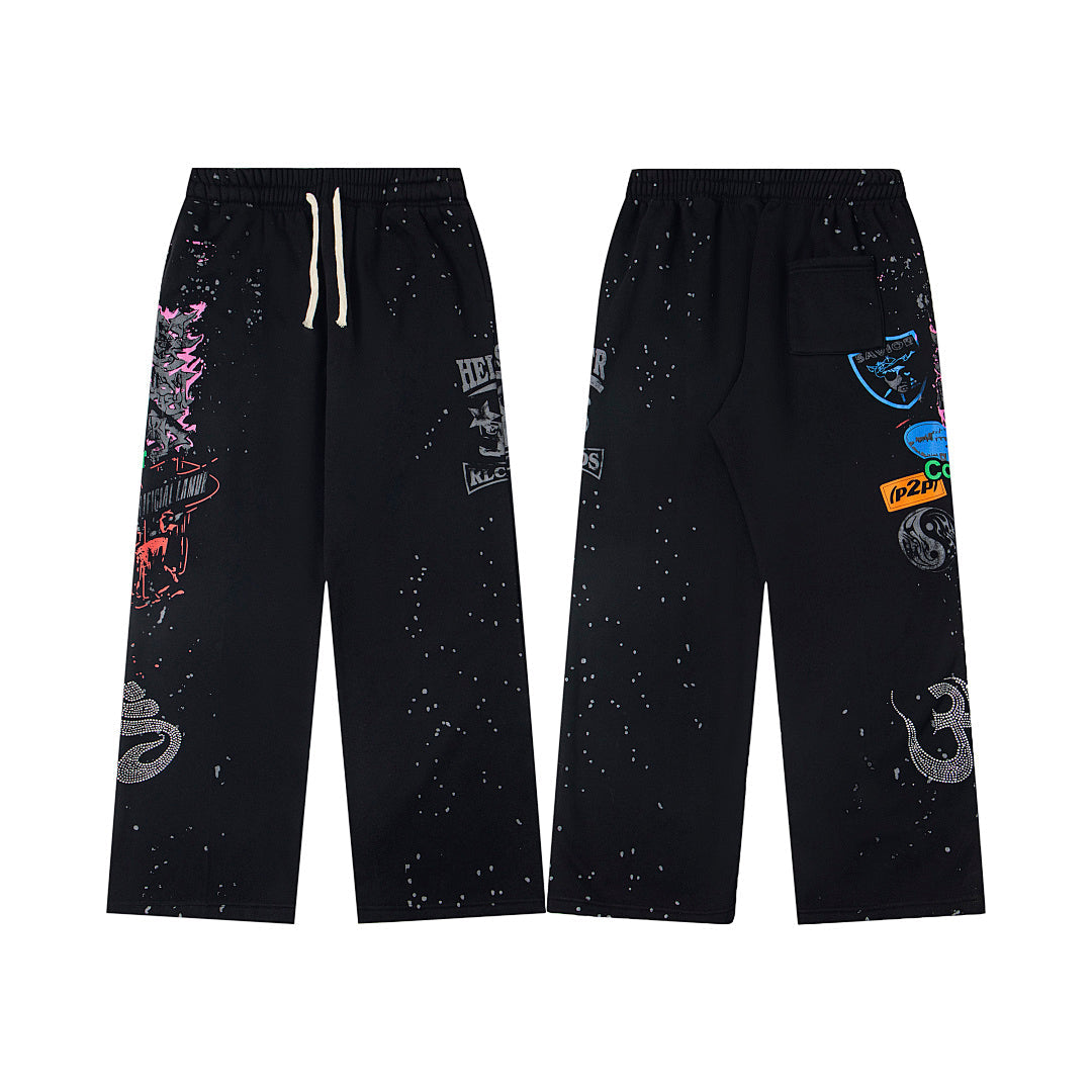 Hellstar Graphic Logo Distressed Hoodie & Pants Set - Black Streetwear Tracksuit