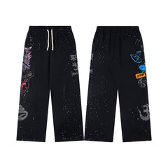 Hellstar Graphic Logo Distressed Hoodie & Pants Set - Black Streetwear Tracksuit