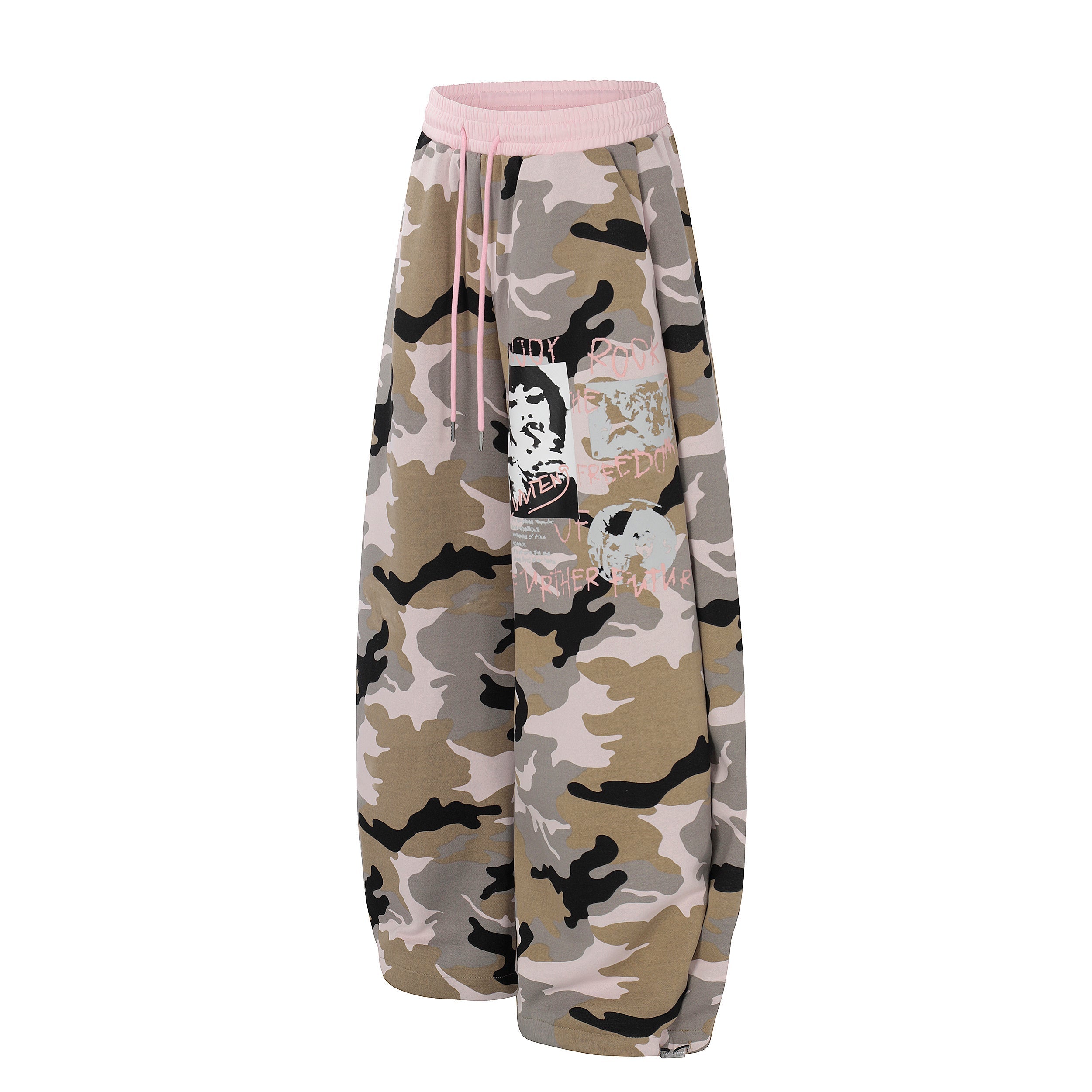 CapCabin Graphic Camo Wide-Leg Sweatpants