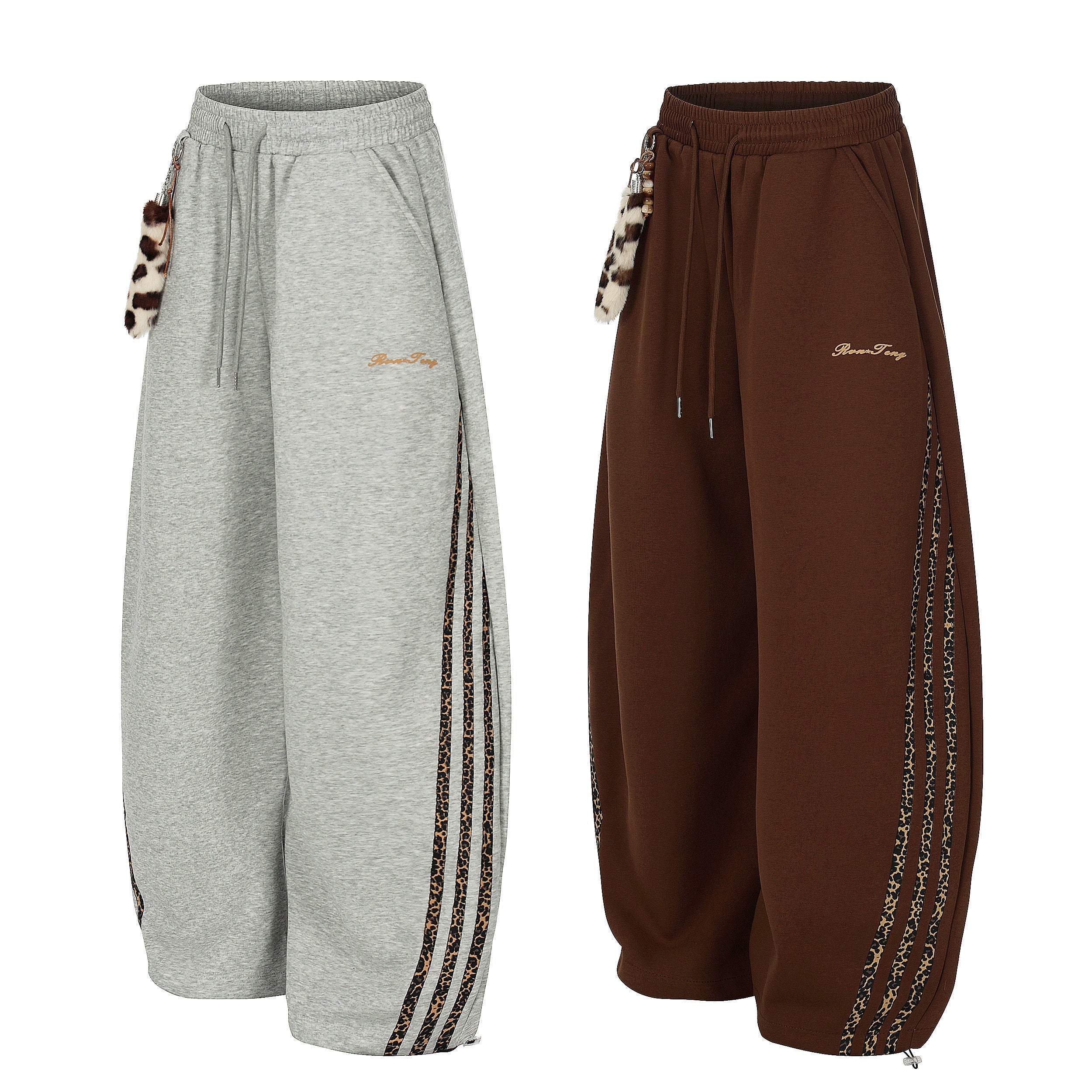 CapCabin Leopard Stripe Loose Sweatpants