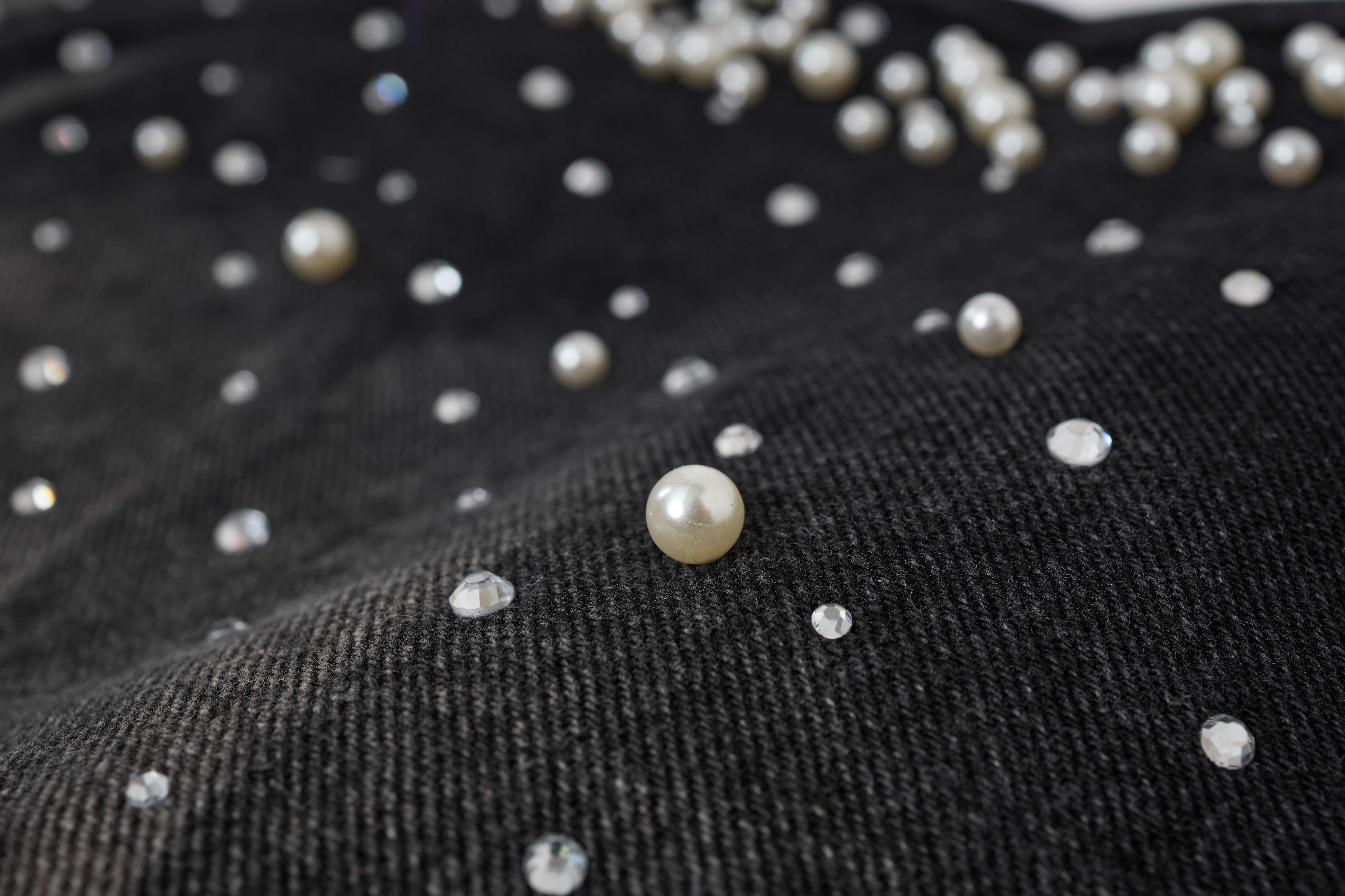 CapCabin Pearl Studded Denim Shorts