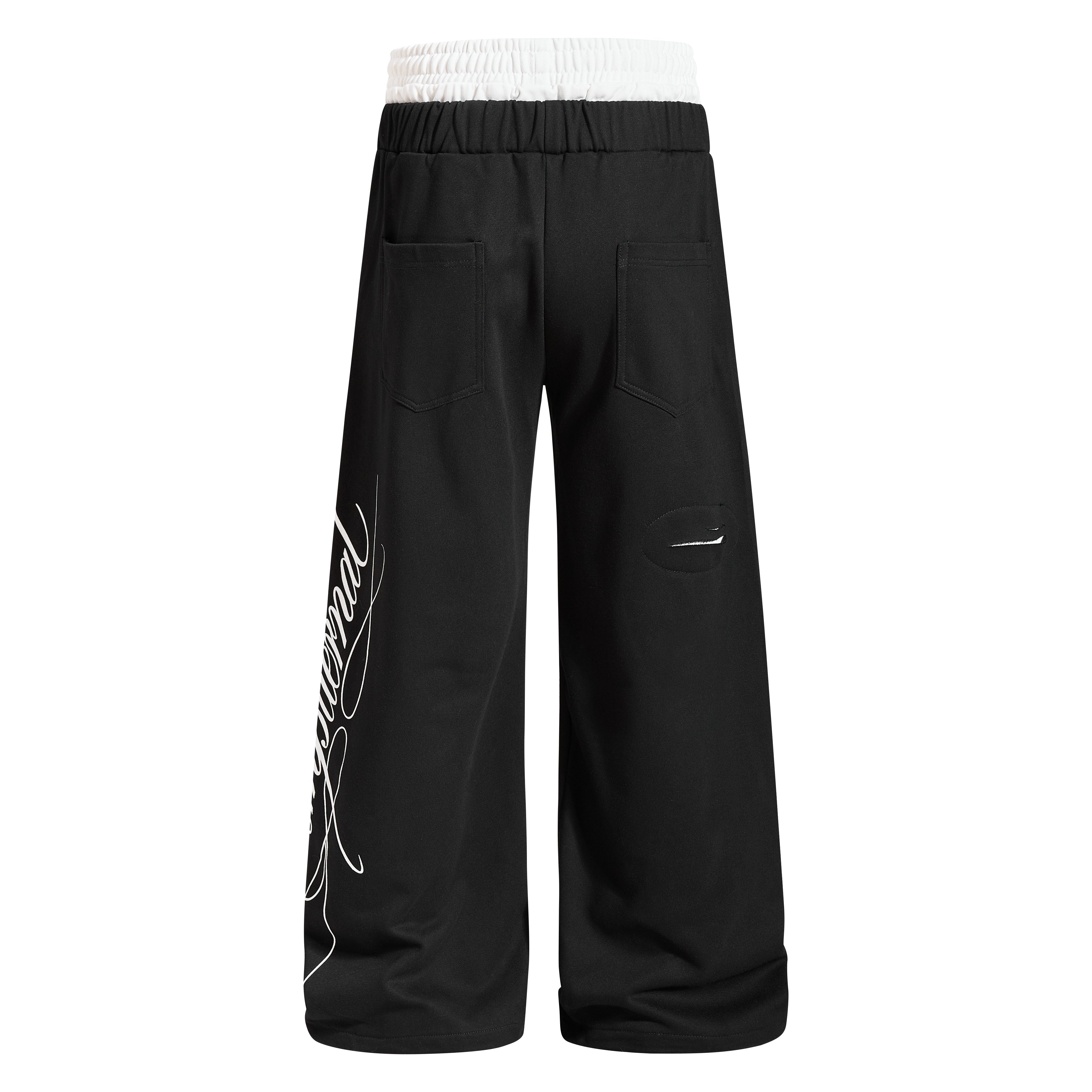 CapCabin “Distressed Panel Wide-Leg Sweatpants”