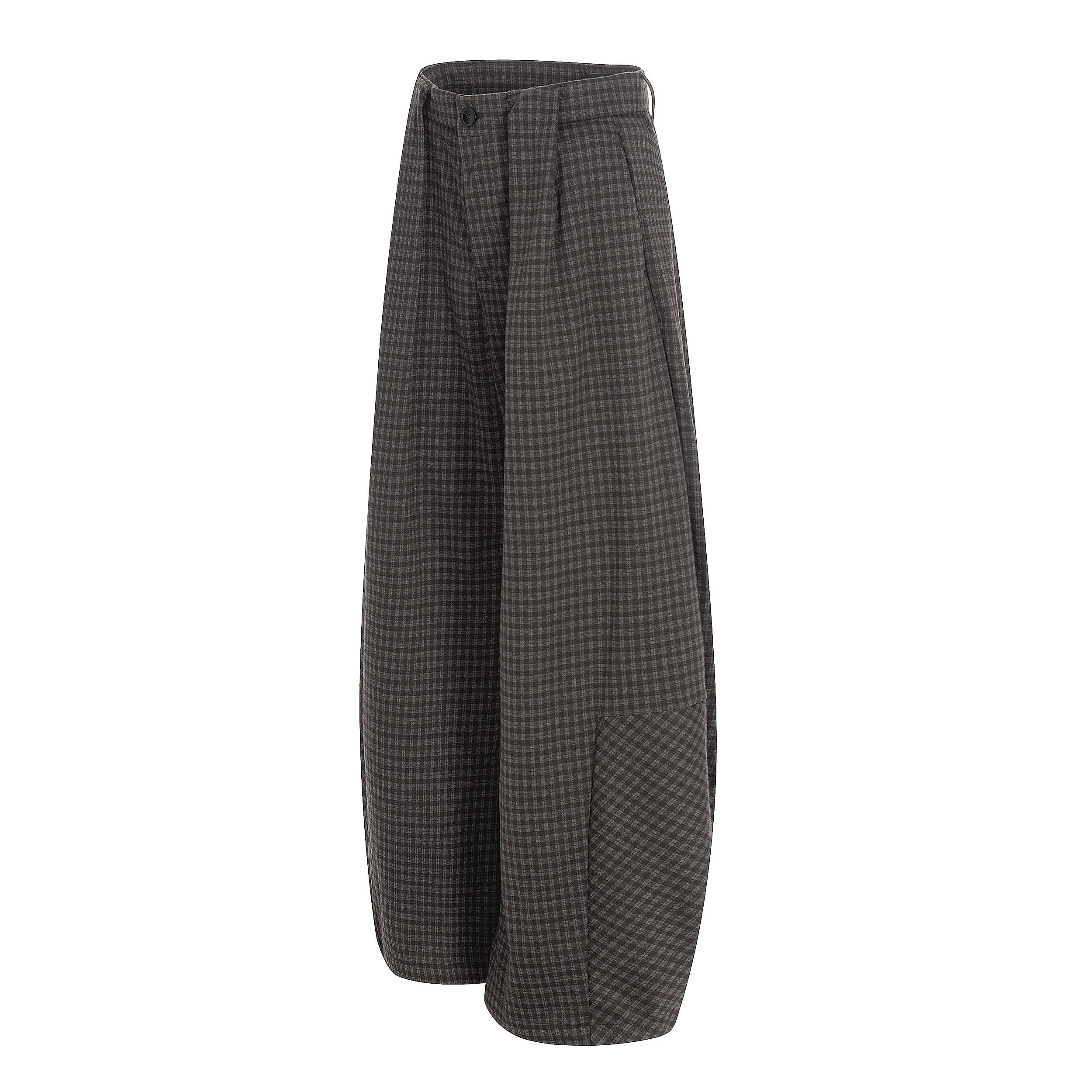 CapCabin Wide-Leg Plaid Trousers