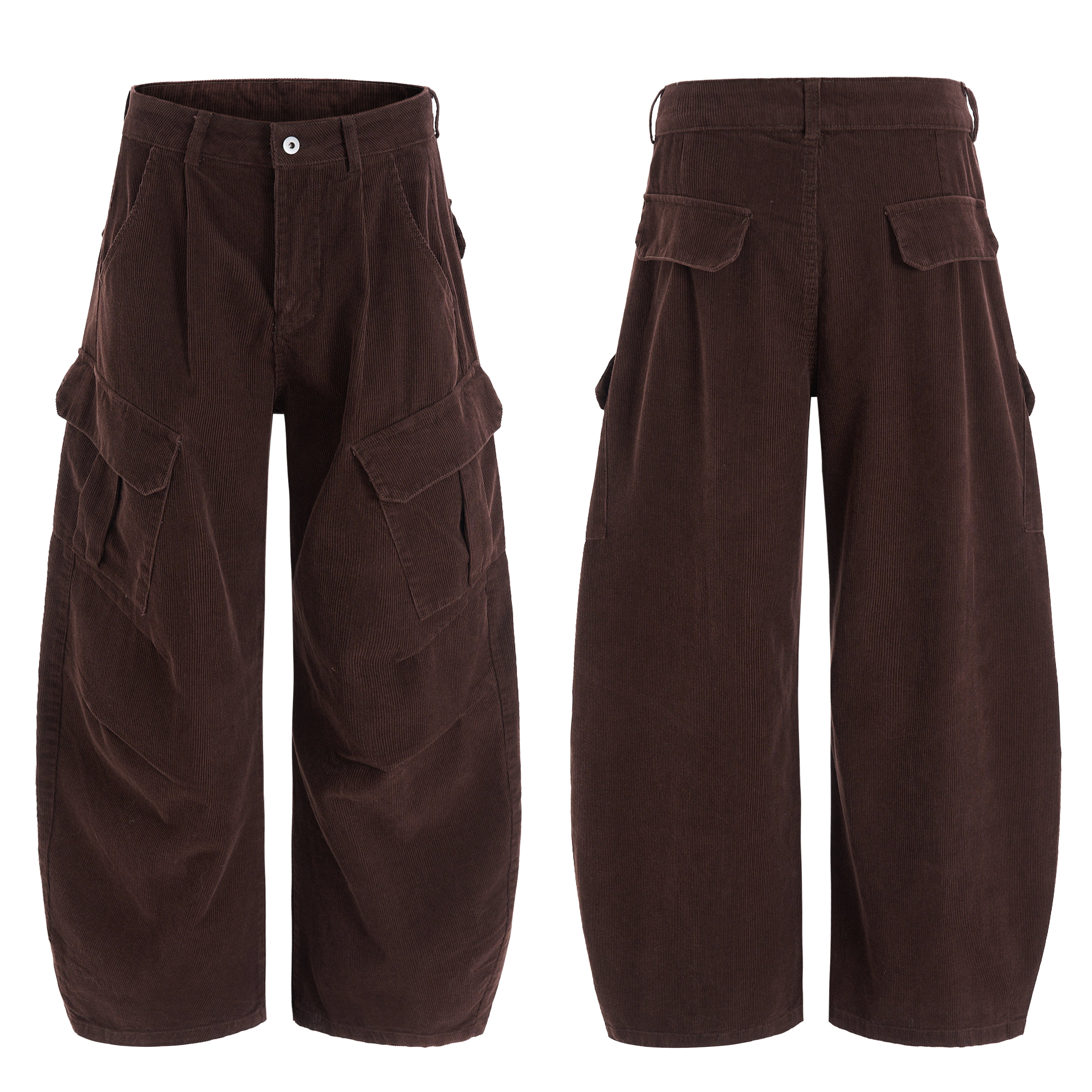 CapCabin Corduroy Cargo Wide-Leg Pants
