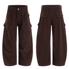 CapCabin Corduroy Cargo Wide-Leg Pants