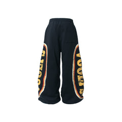 CapCabin Fleece-Lined Sports Letter Wide-Leg Sweatpants