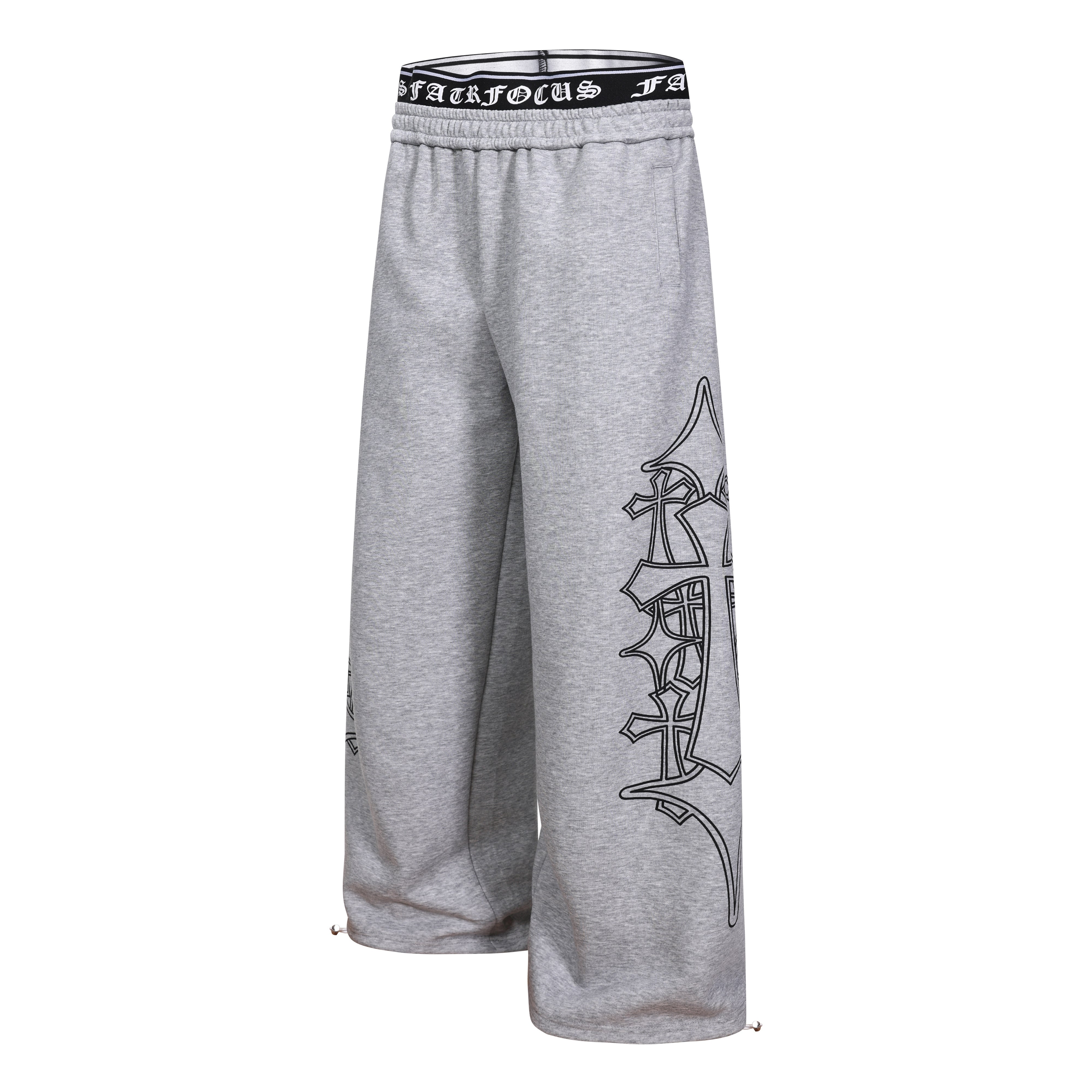 CapCabin Gothic Outline Wide-Leg Sweatpants