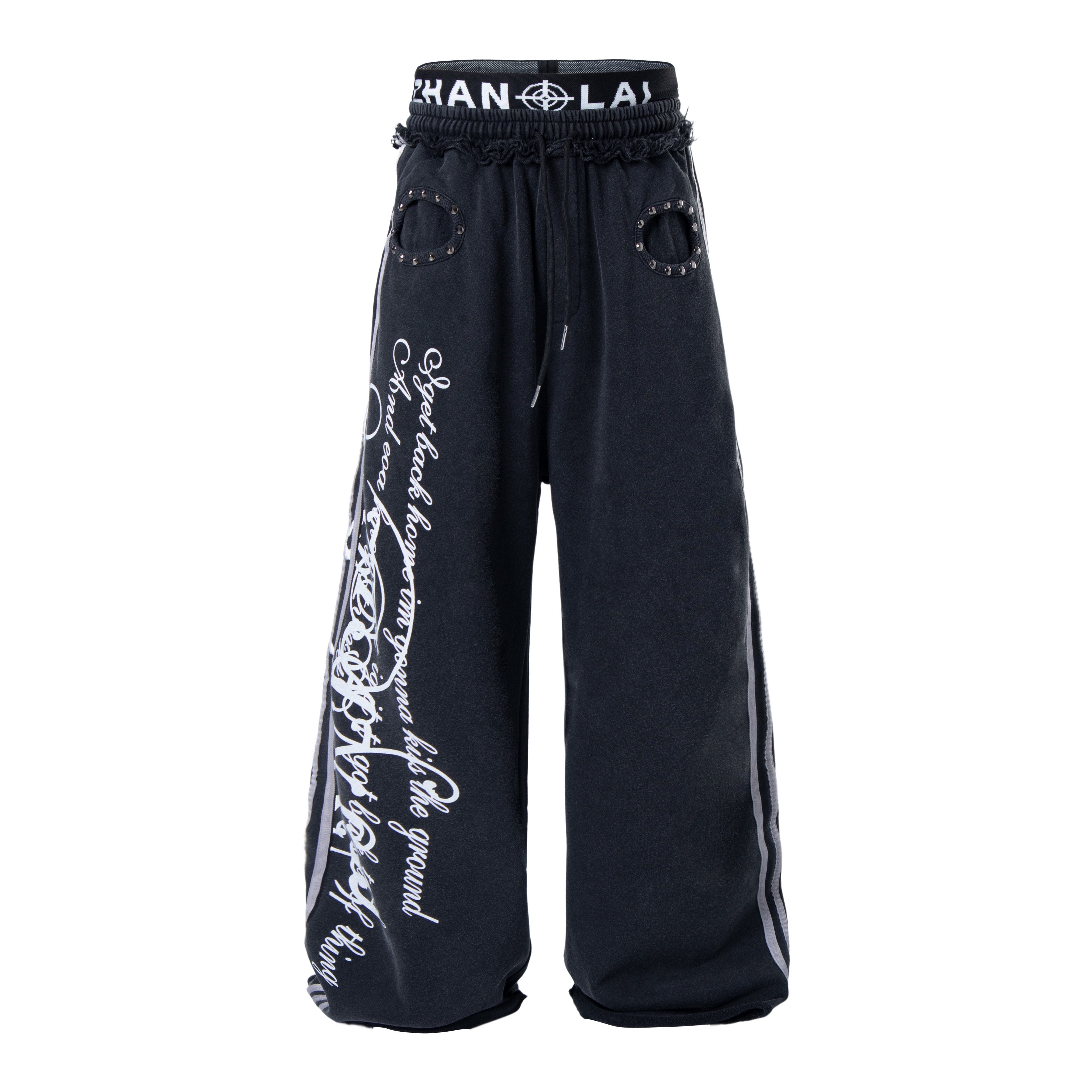 CapCabin Script Graffiti Wide-Leg Sweatpants