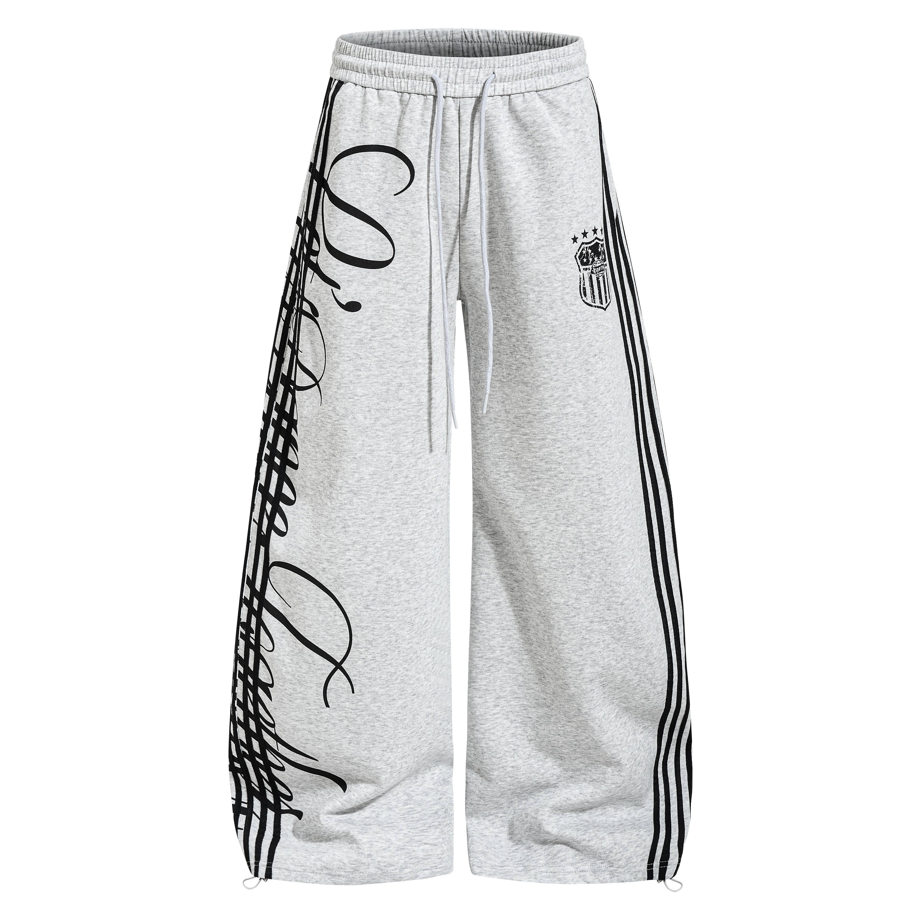 CapCabin Script Stripe Wide-Leg Sweatpants