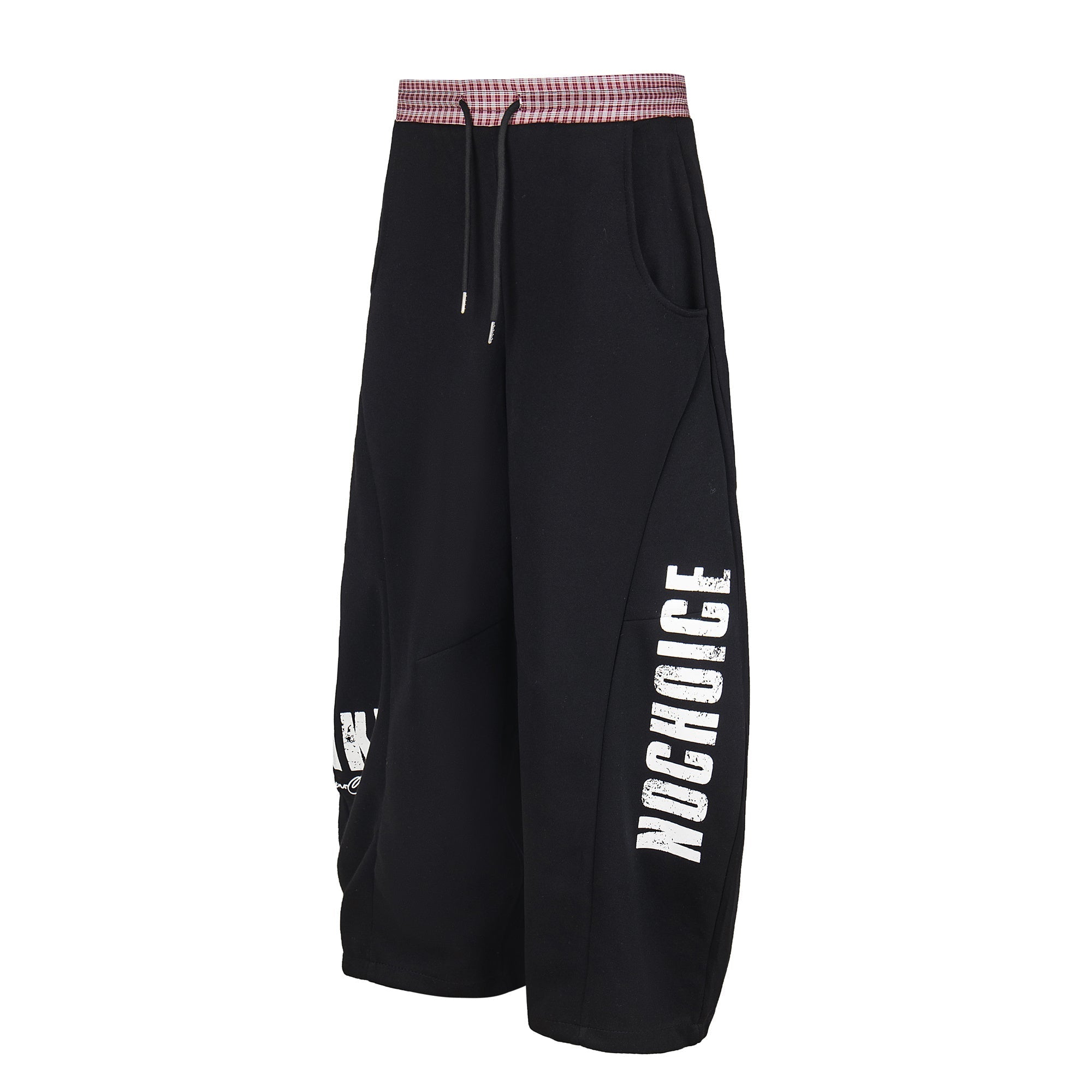 CapCabin Double-Waist Checkered Print Track Pants