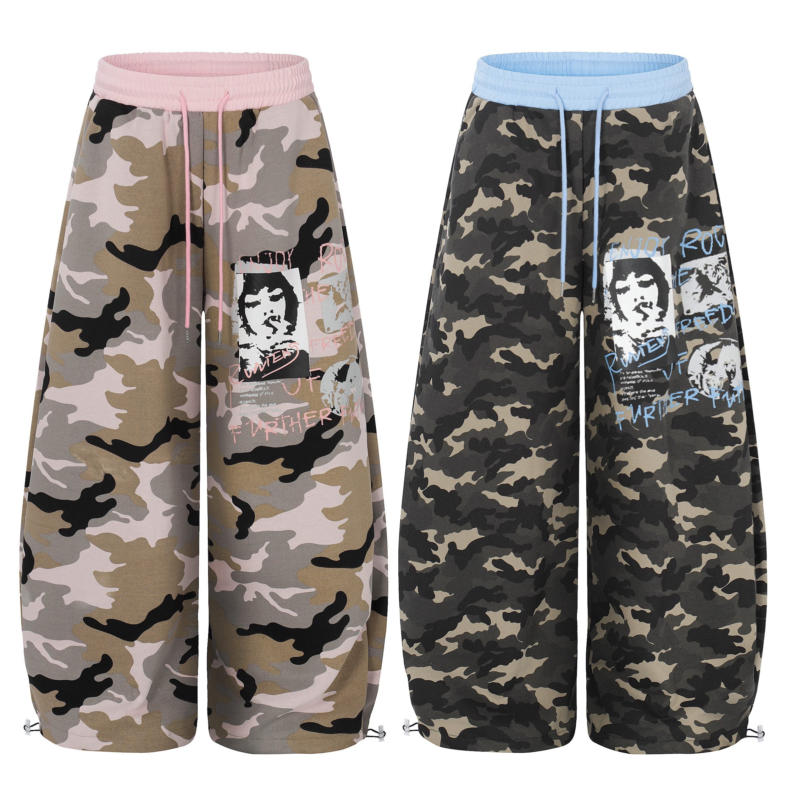 CapCabin Graphic Camo Wide-Leg Sweatpants