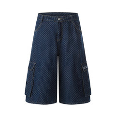 CapCabin Polka Dot Denim Cargo Shorts