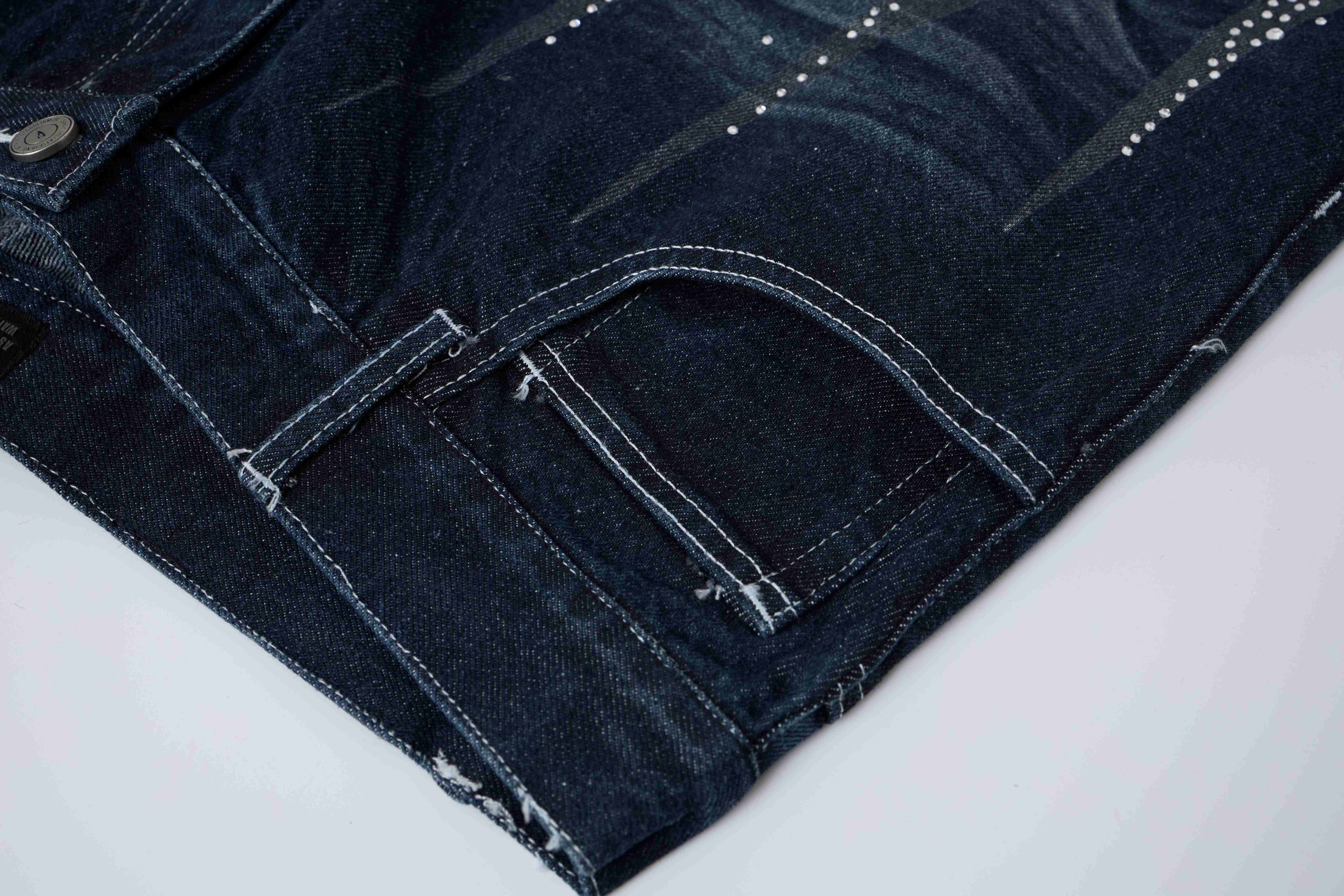 CapCabin Rhinestone Wash Denim Shorts