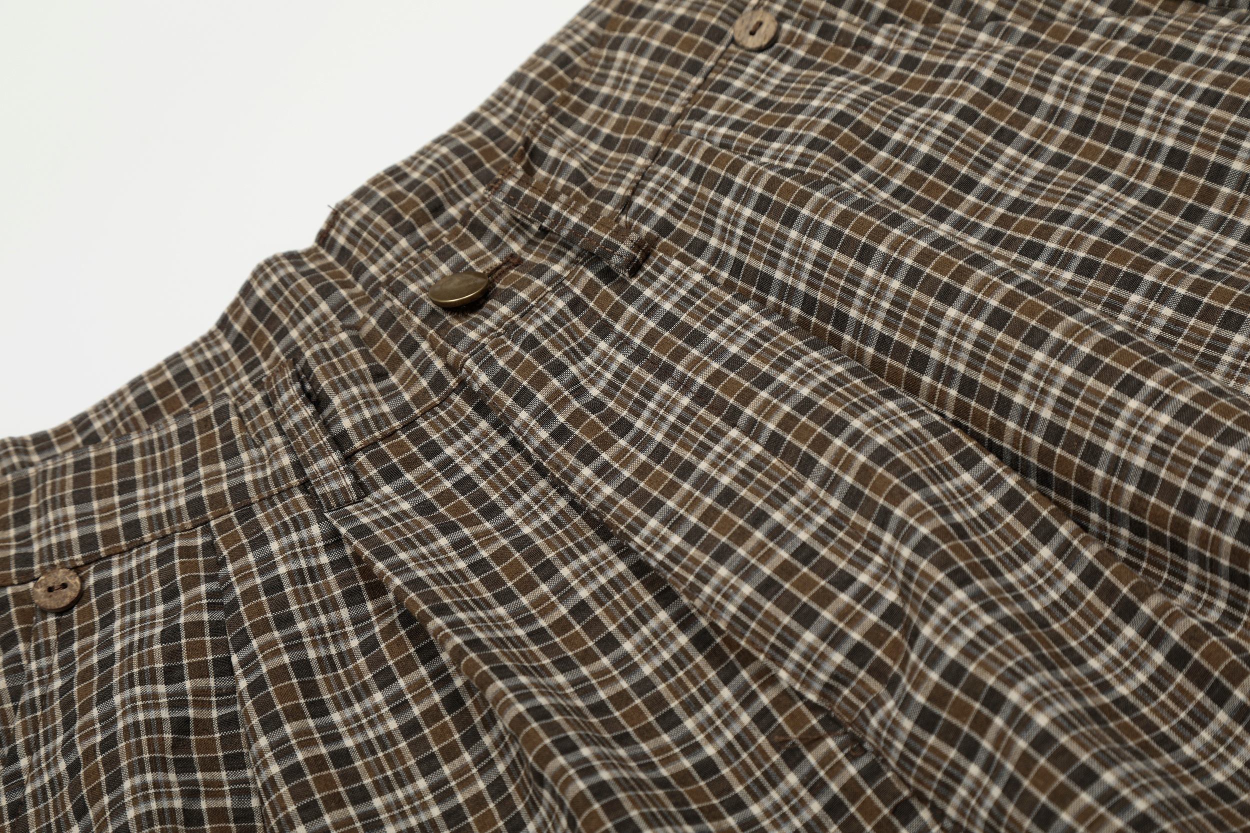 CapCabin “Vintage Check Wide-Leg Pants”