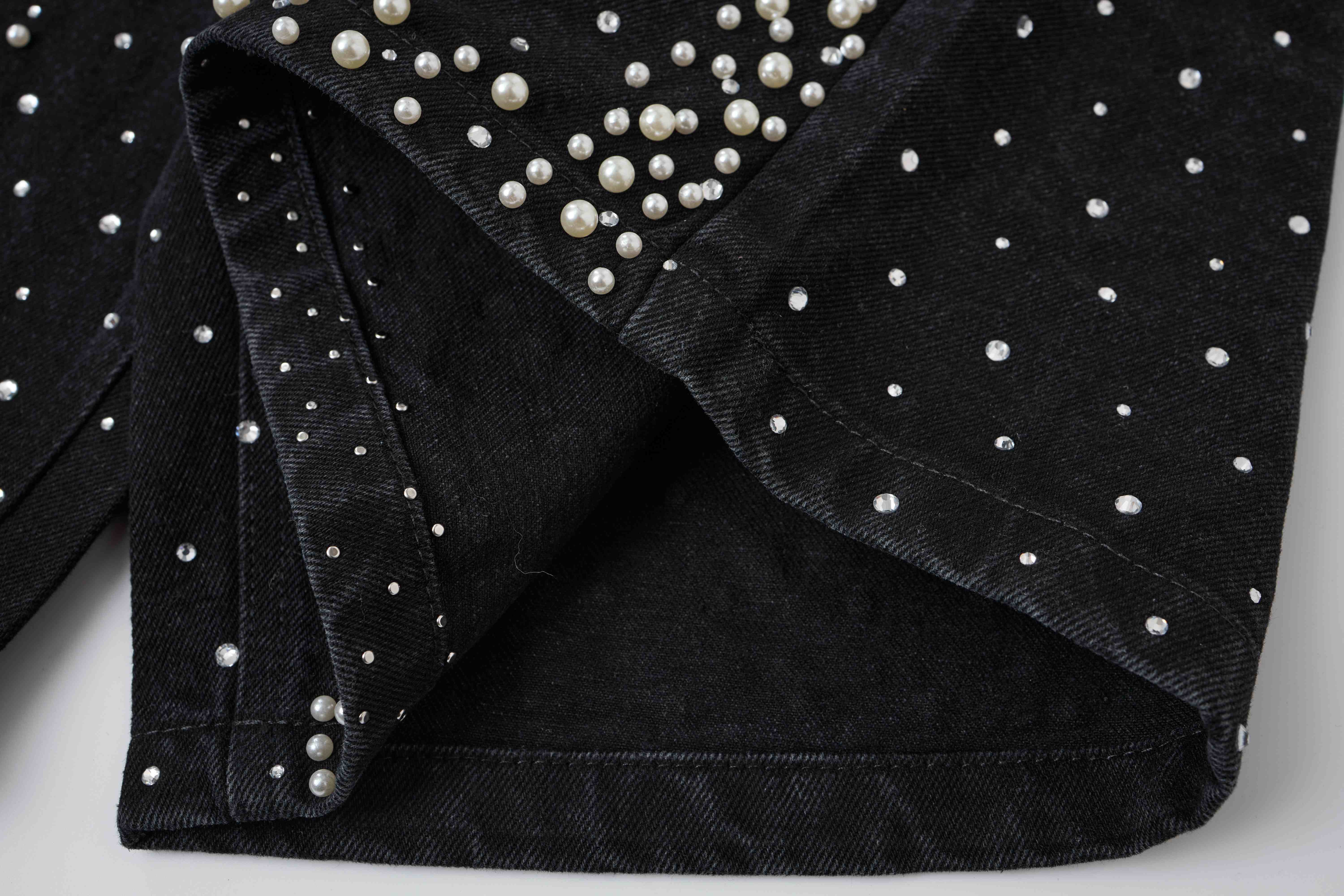 CapCabin Pearl Studded Denim Shorts