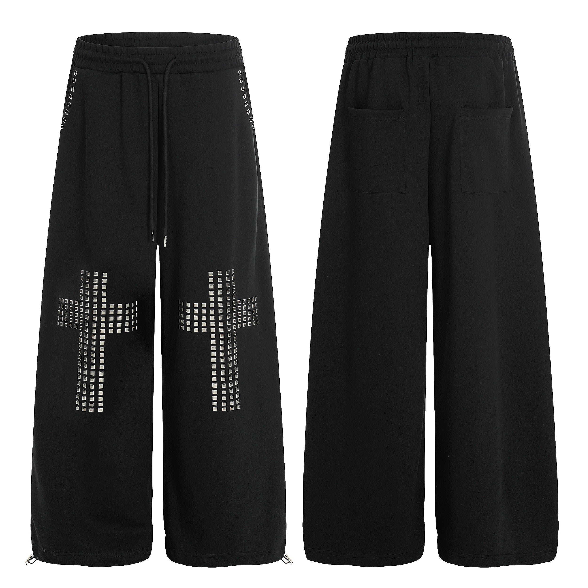 CapCabin Studded Cross Wide-Leg Sweatpants