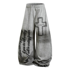 CapCabin Cross Script Wide-Leg Sweatpants