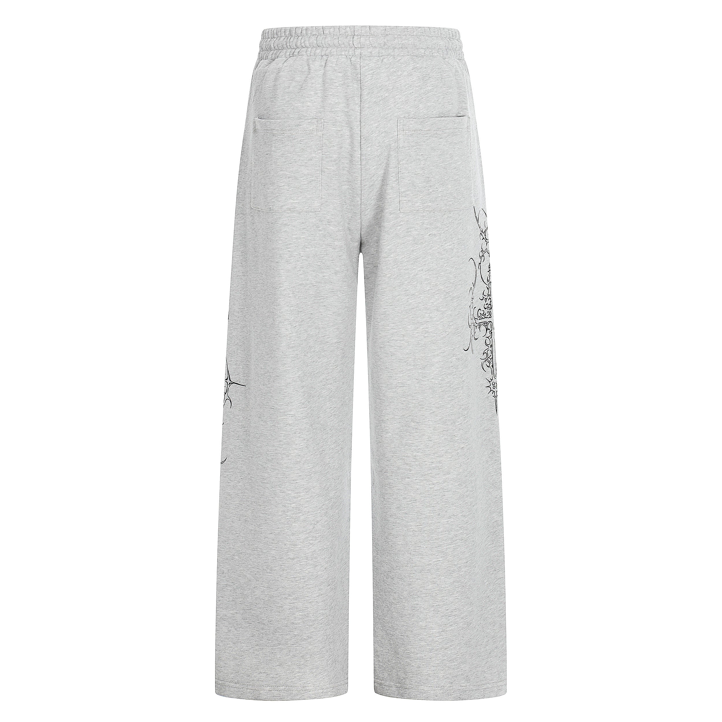 CapCabin Gothic Line Graphic Wide-Leg Sweatpants