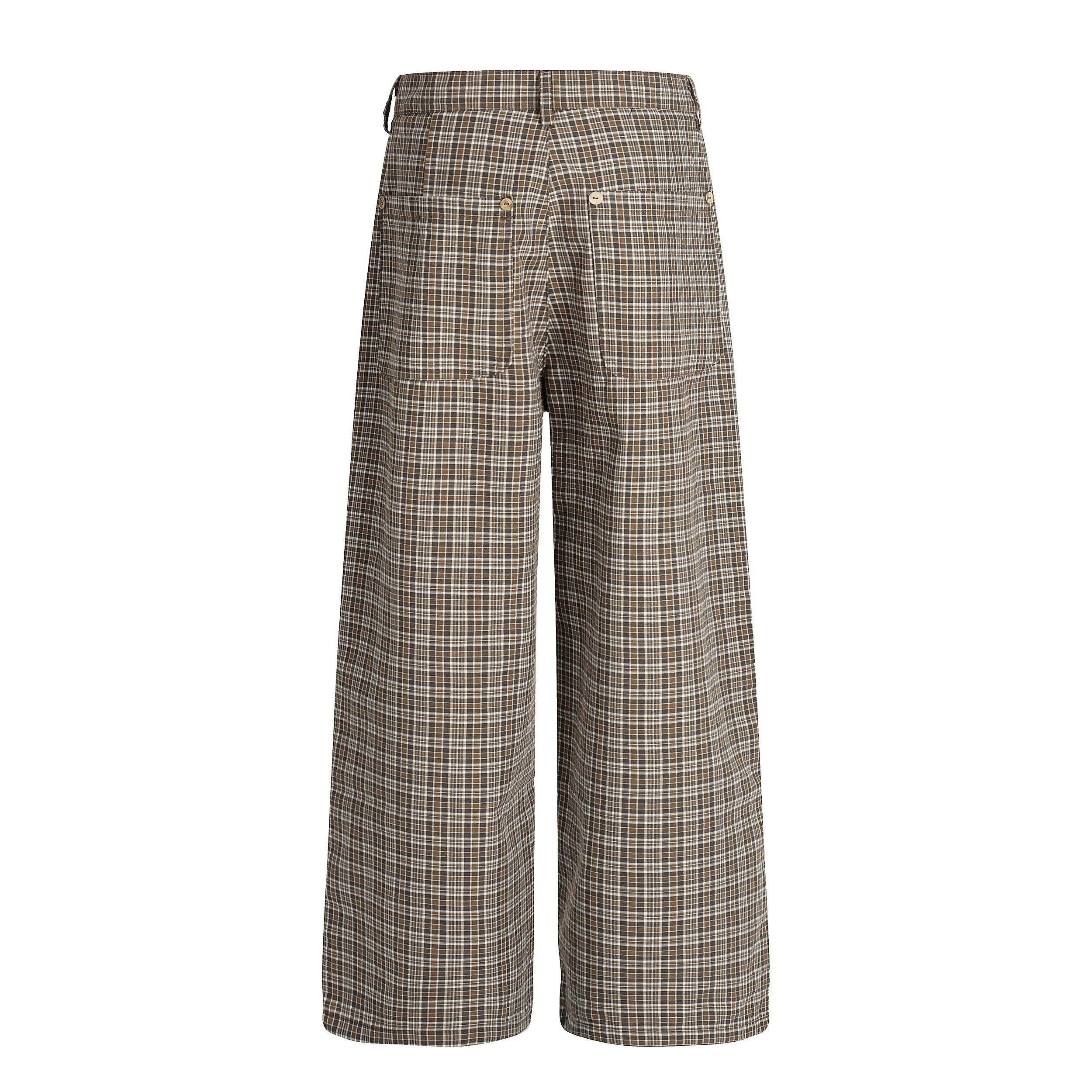 CapCabin “Vintage Check Wide-Leg Pants”