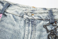 CapCabin “Vintage Charm Patch Denim Shorts