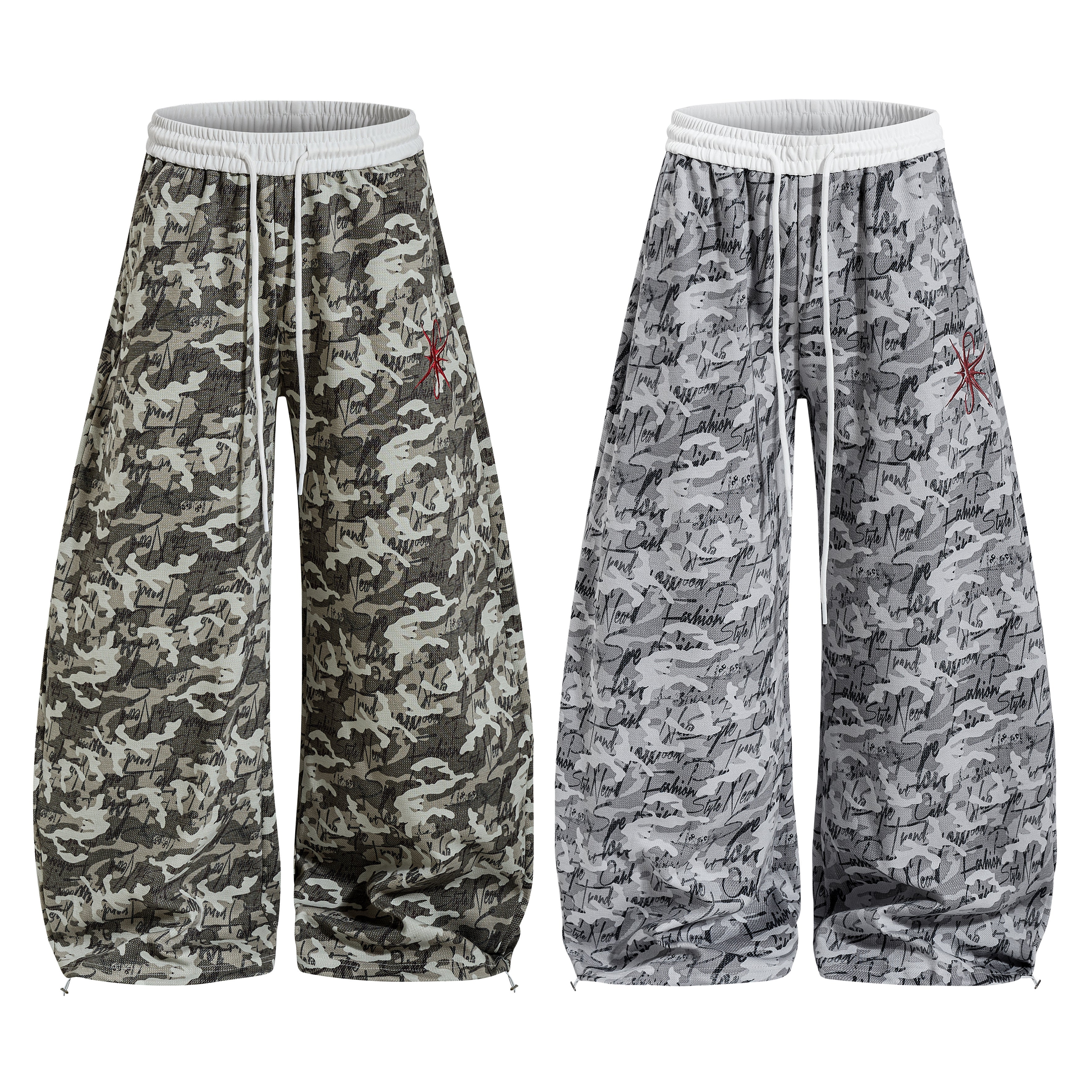 CapCabin Camo Script Wide-Leg Pants