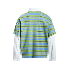 CapCabin Striped Graphic Layered Polo