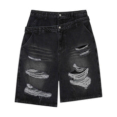CapCabin Distressed Layered Waist Denim Shorts