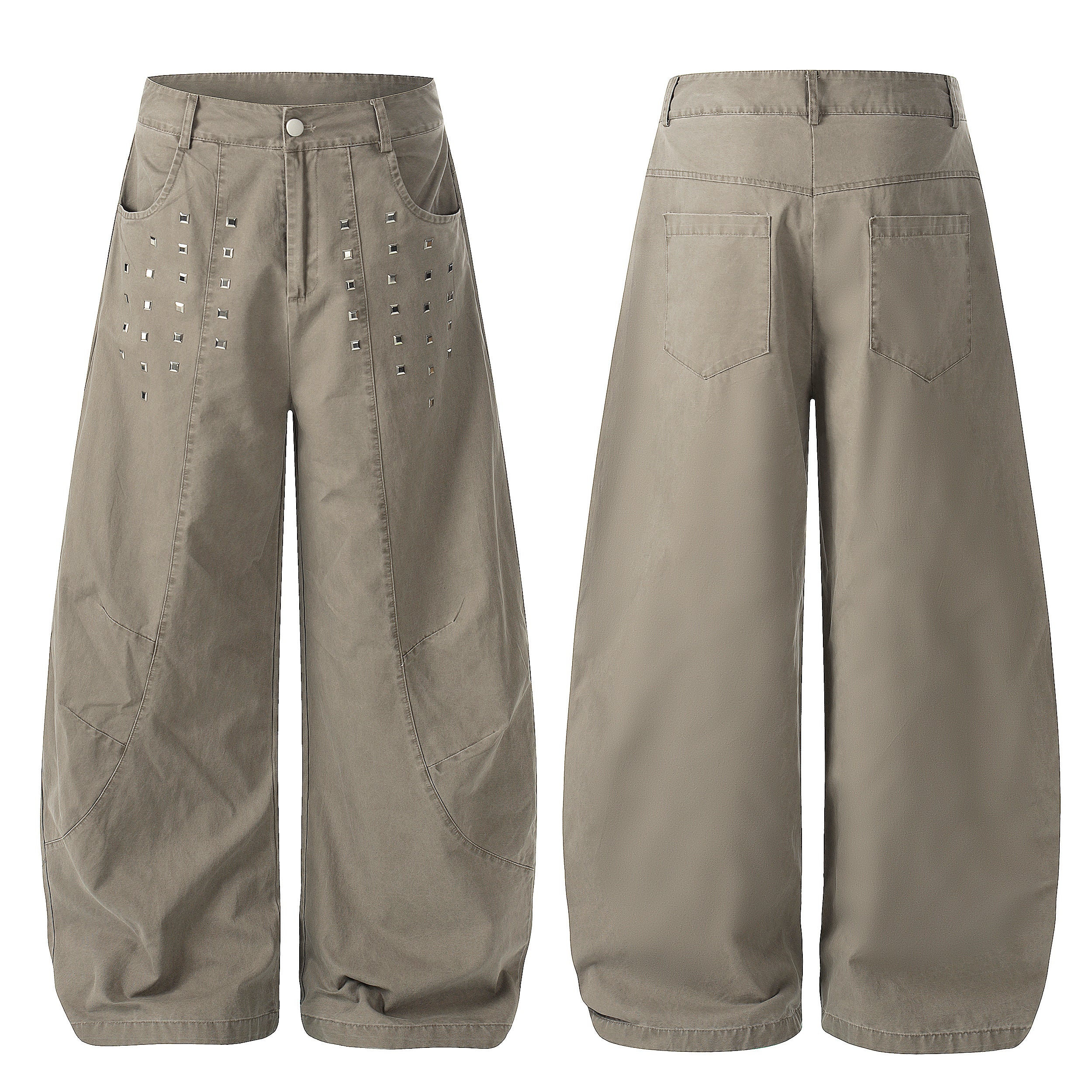 CapCabin Stud Detail Wide-Leg Pants