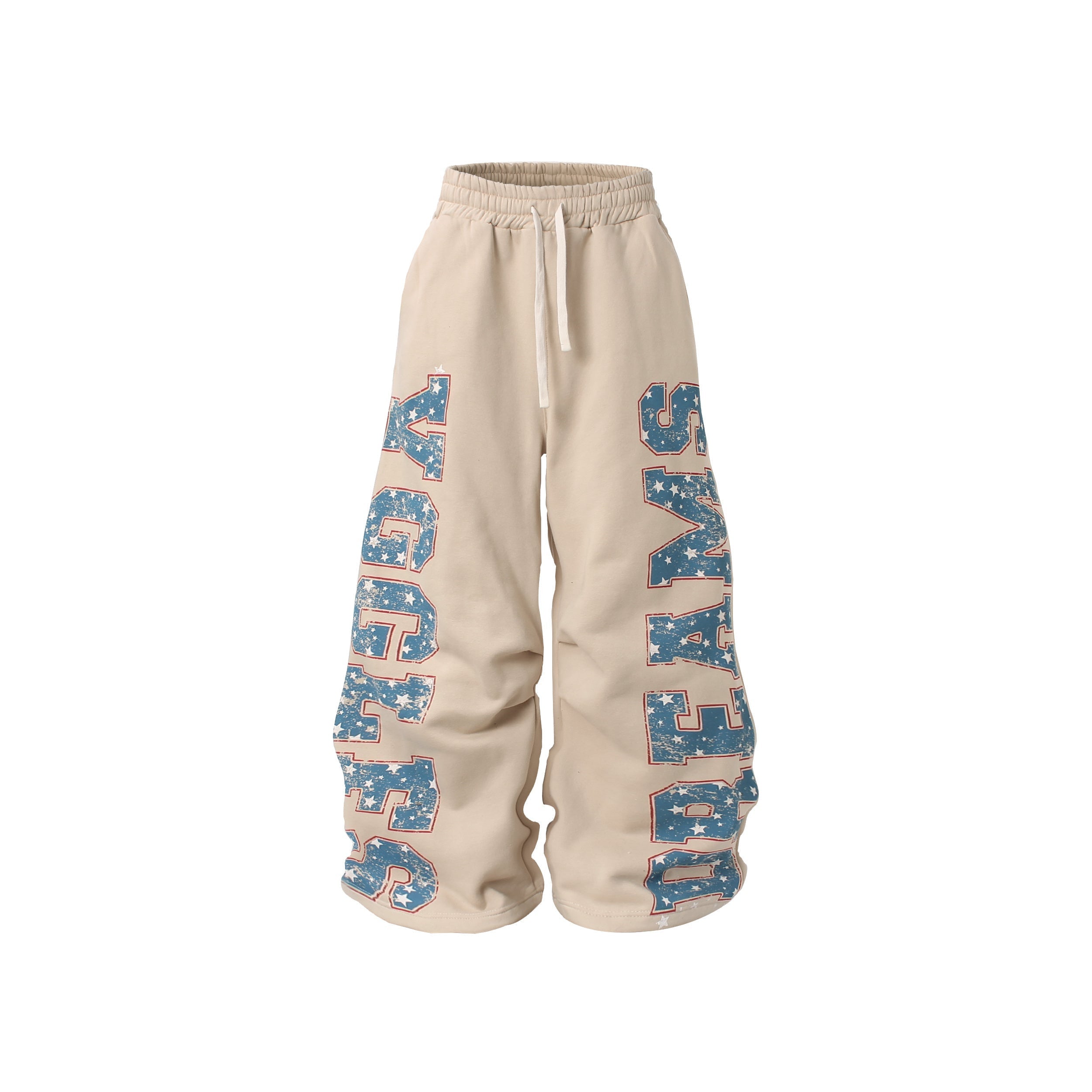 CapCabin Fleece-Lined Retro Letter Wide-Leg Sweatpants