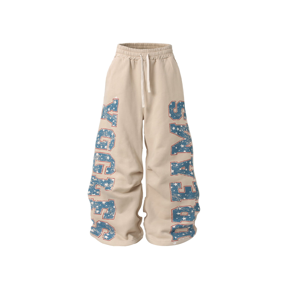 CapCabin Fleece-Lined Retro Letter Wide-Leg Sweatpants