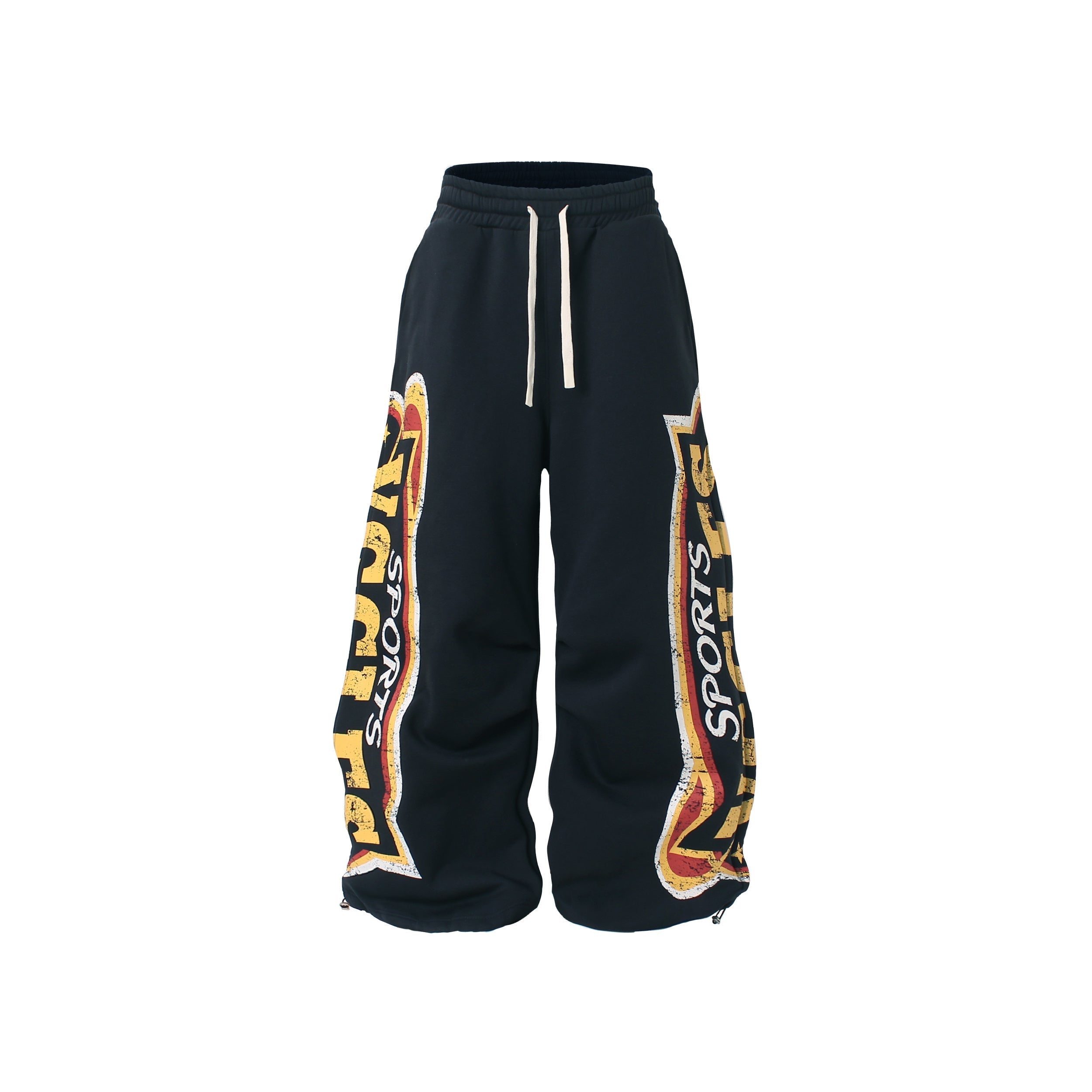 CapCabin Fleece-Lined Sports Letter Wide-Leg Sweatpants