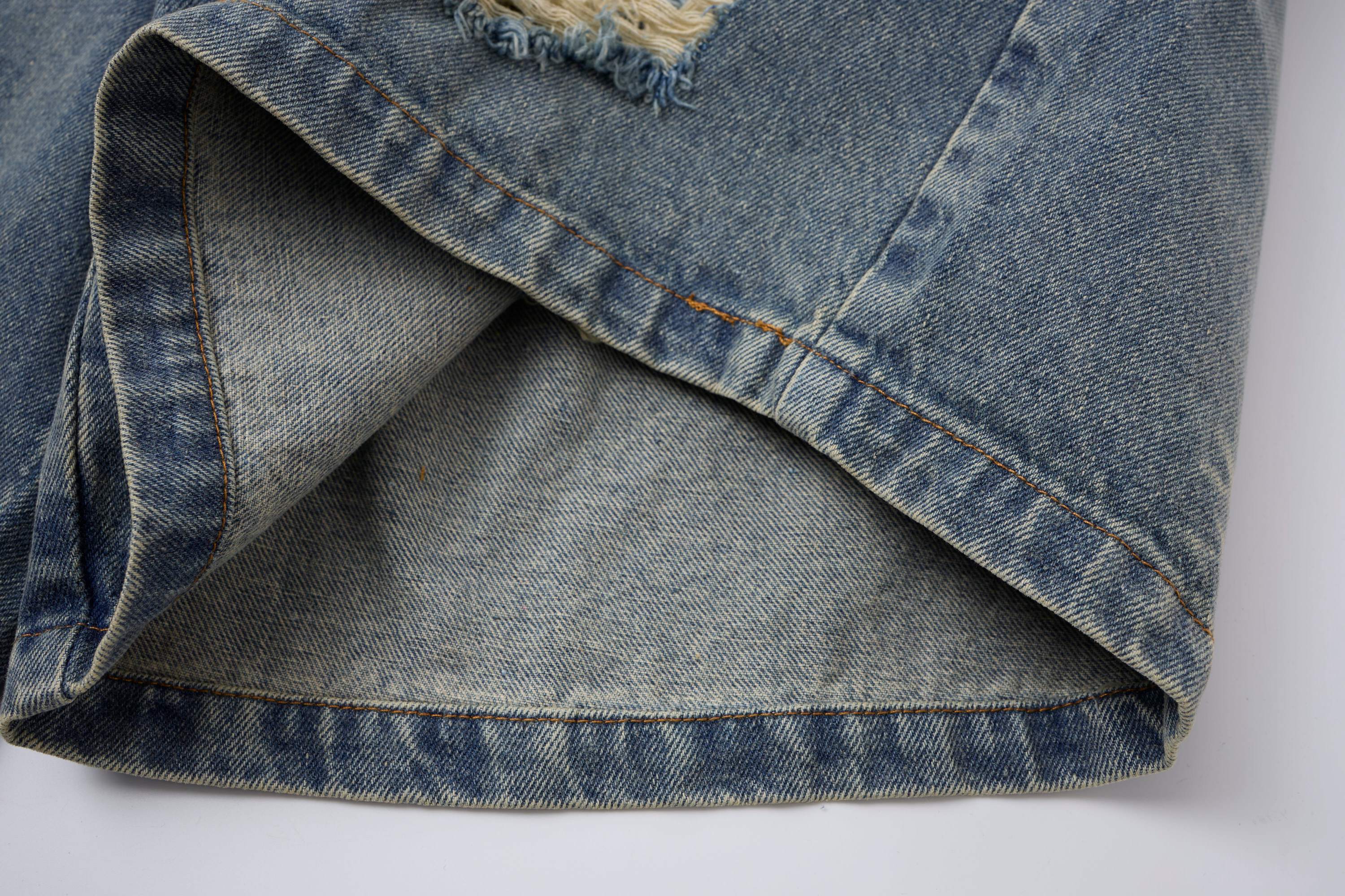 CapCabin Distressed Layered Waist Denim Shorts
