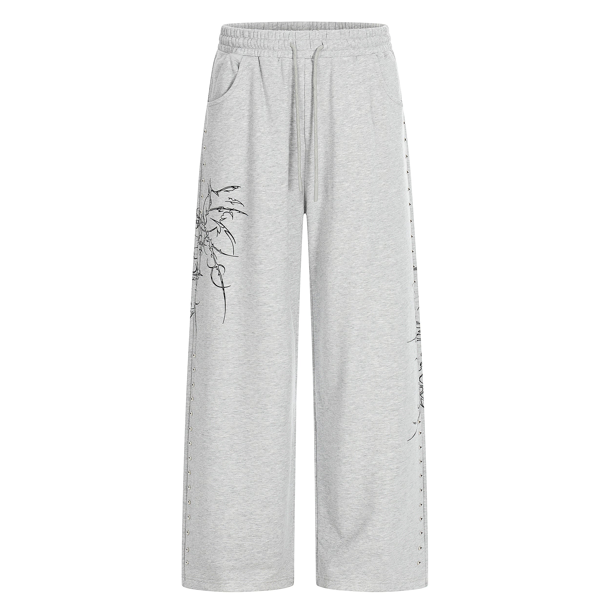 CapCabin Gothic Line Graphic Wide-Leg Sweatpants