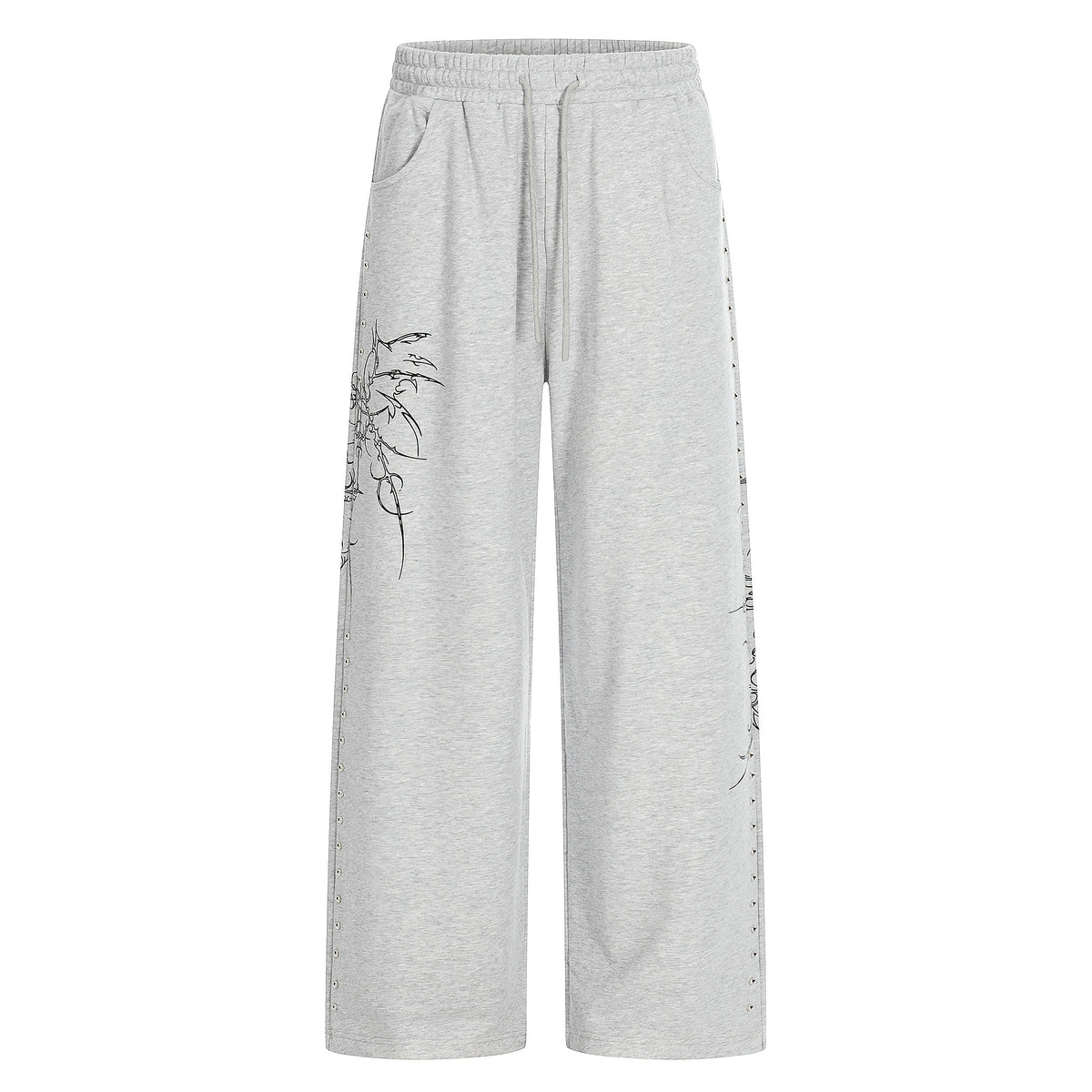 CapCabin Gothic Line Graphic Wide-Leg Sweatpants