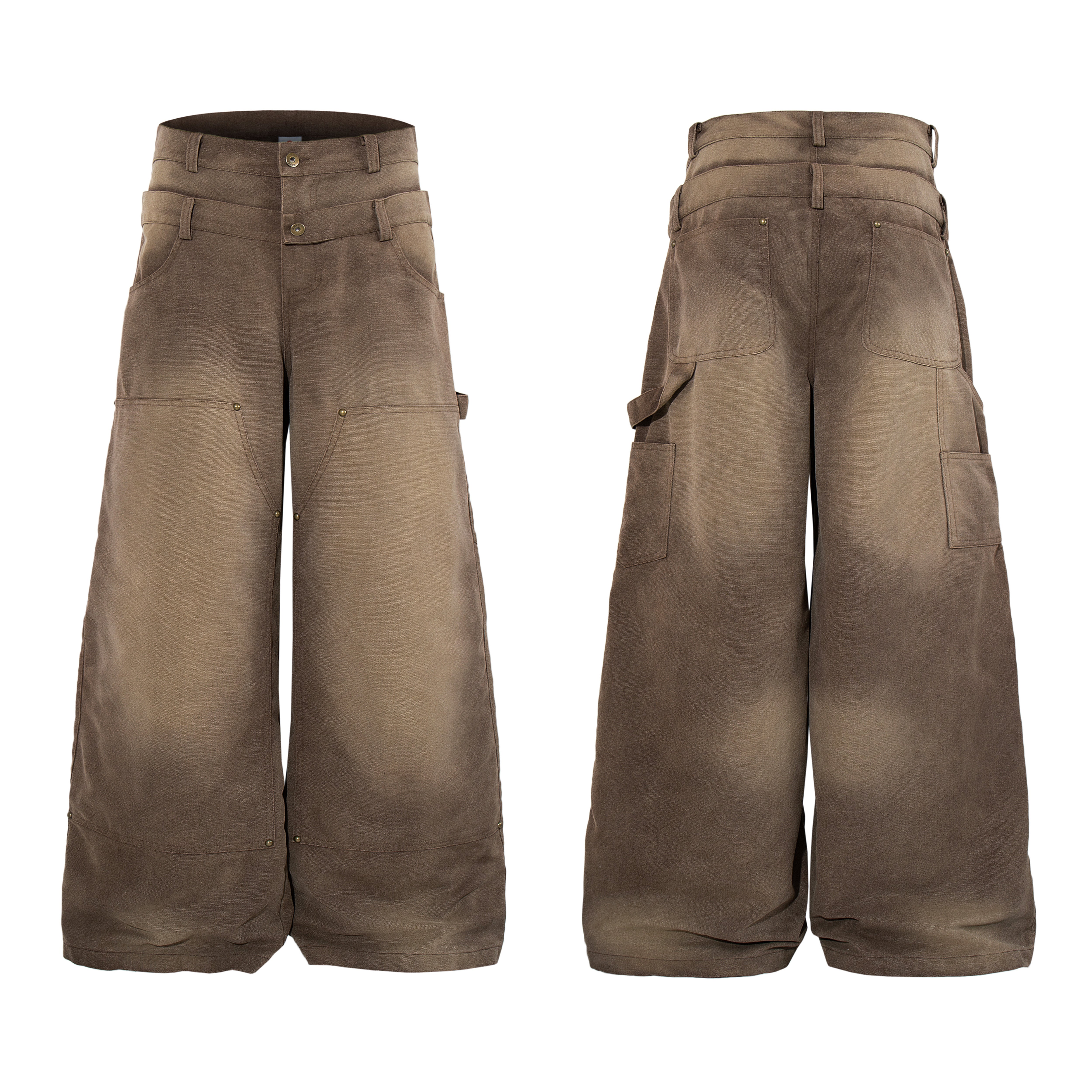 CapCabin Vintage Utility Wide-Leg Pants